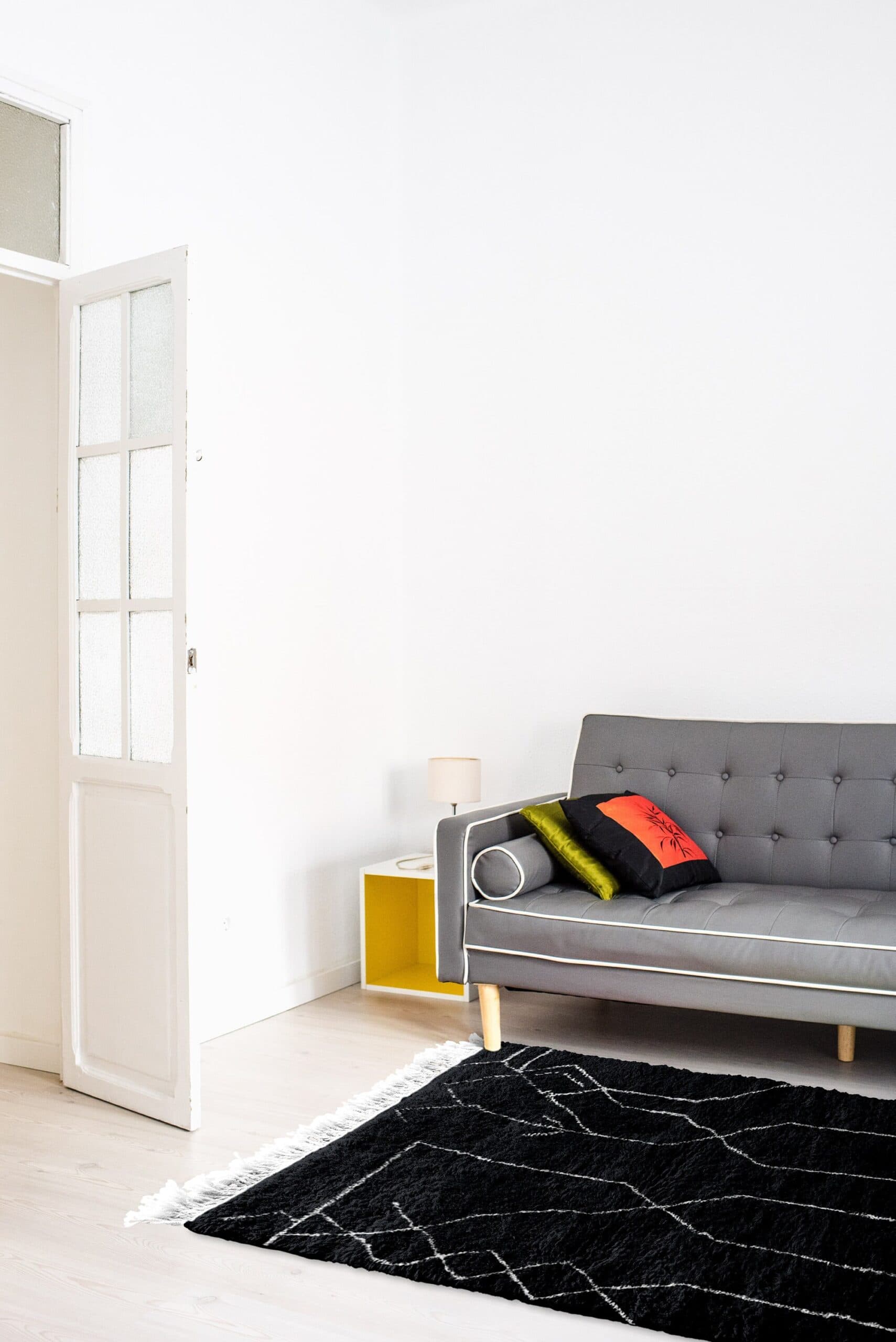 Tapis Marocain Beni Ourain 5x7 Laine Noir Ivoire Minimaliste Salon - Image 4