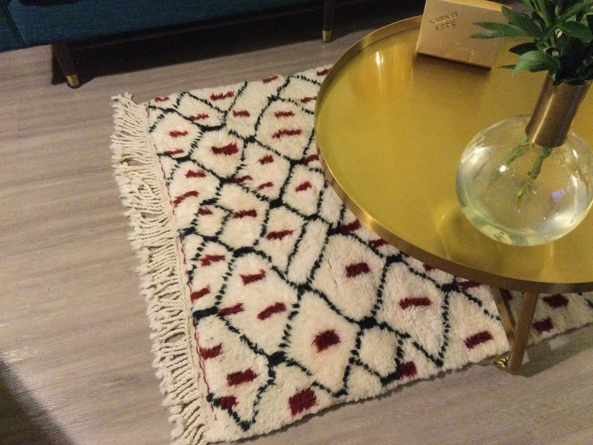 Alfombra Marroquí Beni Ourain 5x8 Lana Crema Blanca Negra Burdeos Boho Sala de Estar Berber - Image 2