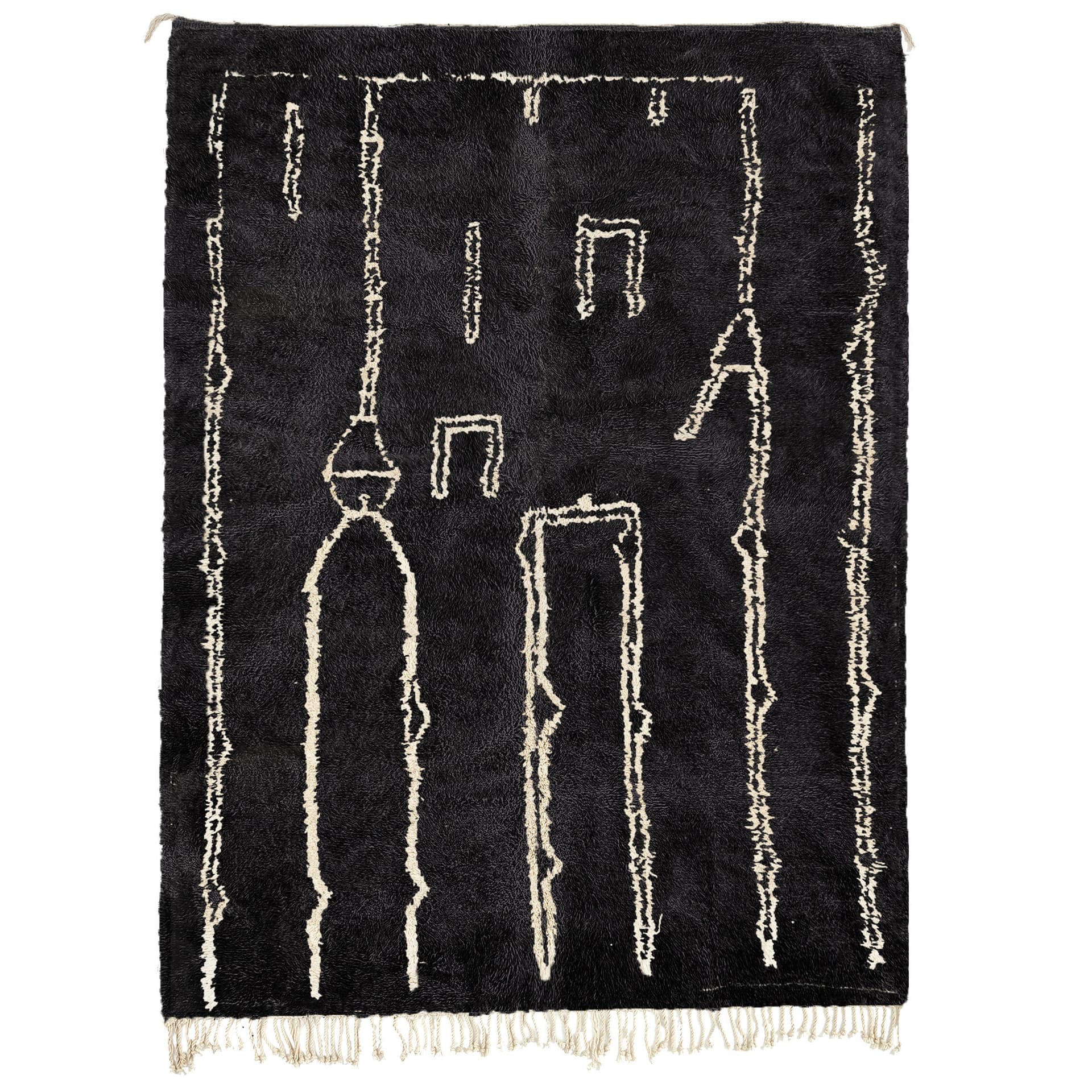 Marokkolainen Matto Käsintehty Villa Mukautettu Koko - Musta Valkoinen Minimalistinen Moderni Alue Matto Olohuoneeseen Makuuhuoneeseen Berber - Image 2