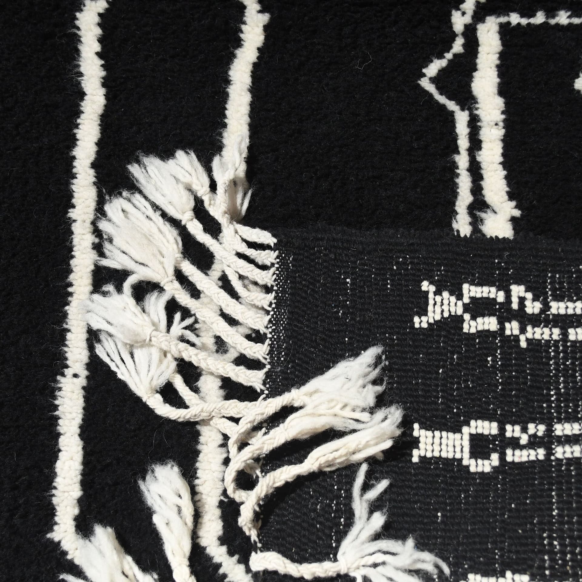 Marokkolainen Matto Käsintehty Villa Mukautettu Koko - Musta Valkoinen Minimalistinen Moderni Alue Matto Olohuoneeseen Makuuhuoneeseen Berber - Image 4