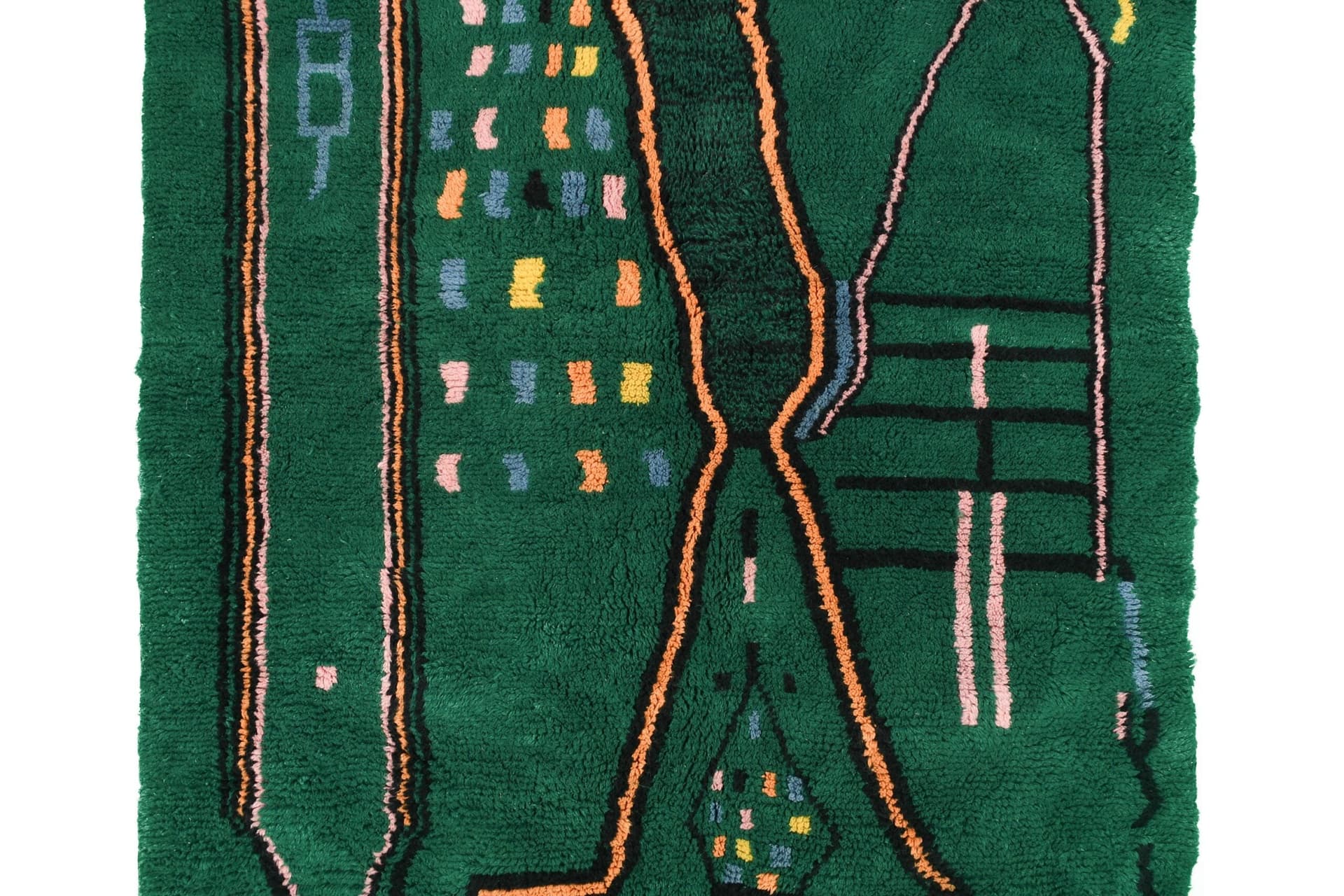 Marockansk Matta Handgjord Ull Anpassad Storlek - Smaragdgrön Boho Modern Matta för Vardagsrum Sovrum Berber - Image 3