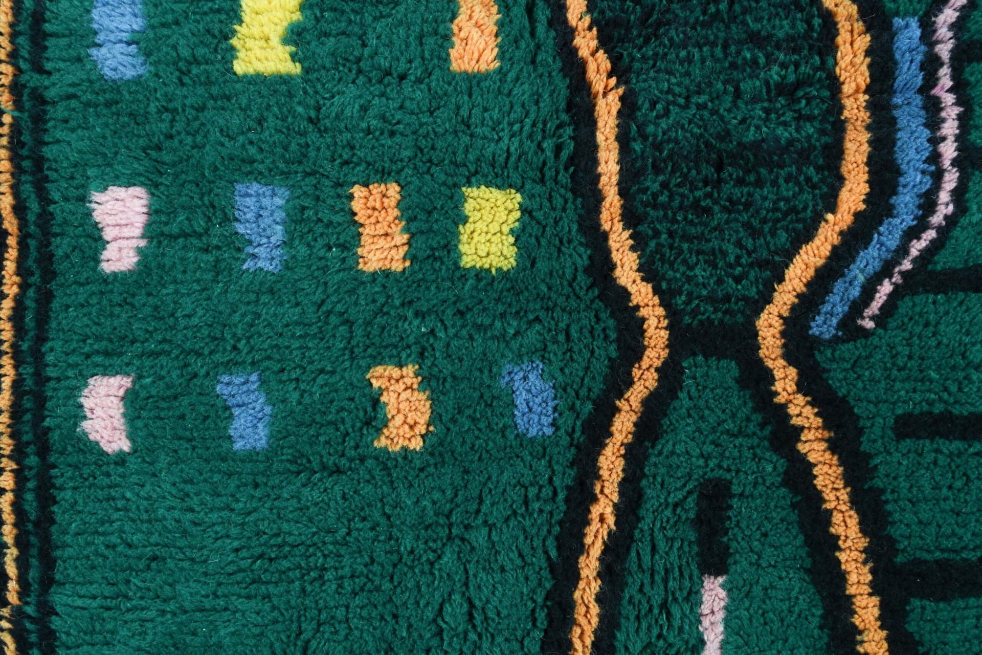 Marockansk Matta Handgjord Ull Anpassad Storlek - Smaragdgrön Boho Modern Matta för Vardagsrum Sovrum Berber - Image 4