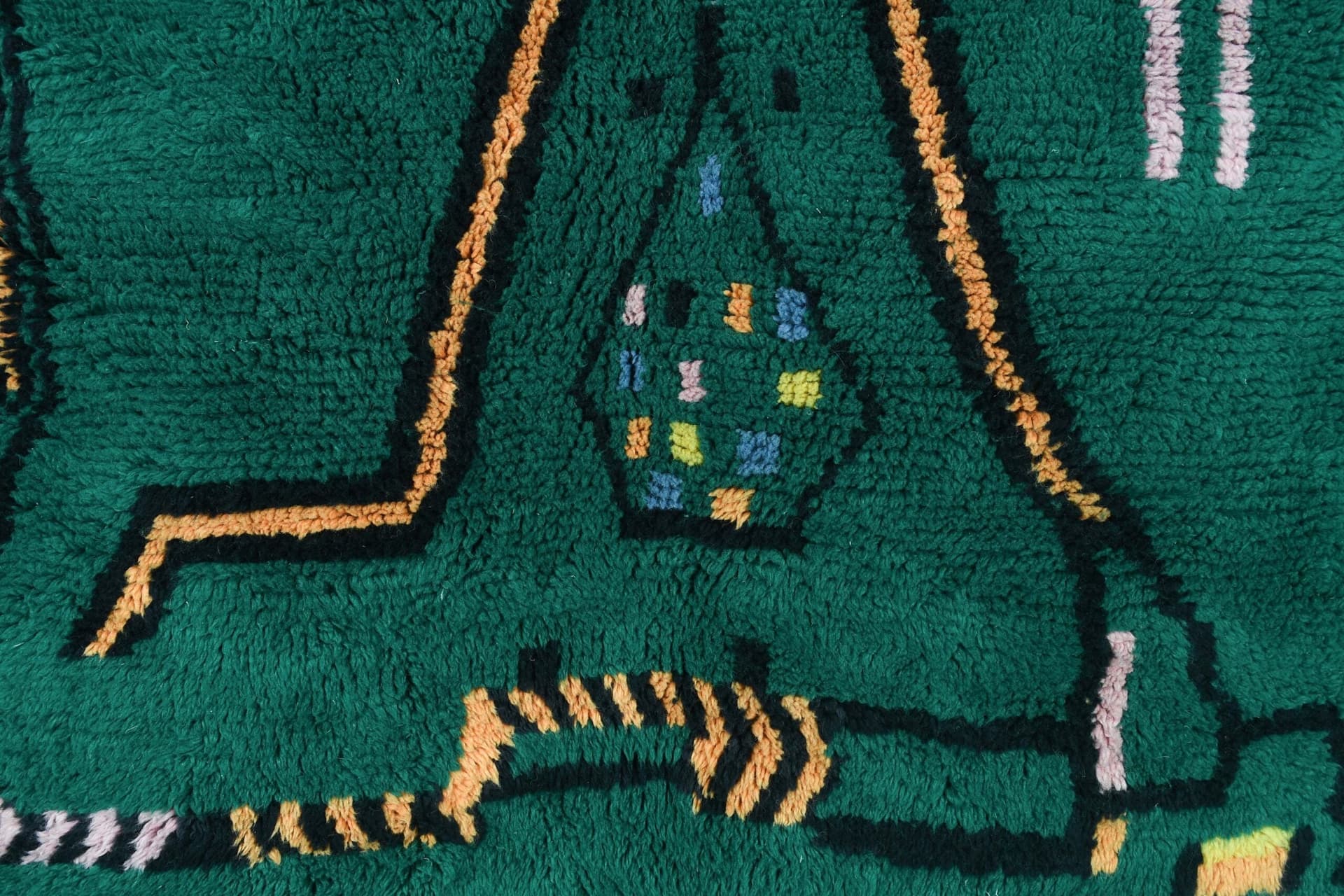 Marockansk Matta Handgjord Ull Anpassad Storlek - Smaragdgrön Boho Modern Matta för Vardagsrum Sovrum Berber - Image 6