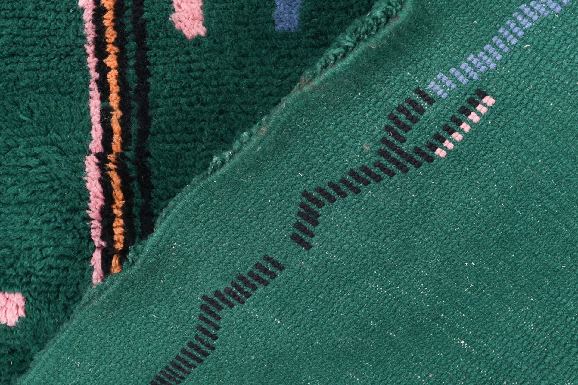 Marockansk Matta Handgjord Ull Anpassad Storlek - Smaragdgrön Boho Modern Matta för Vardagsrum Sovrum Berber - Image 8