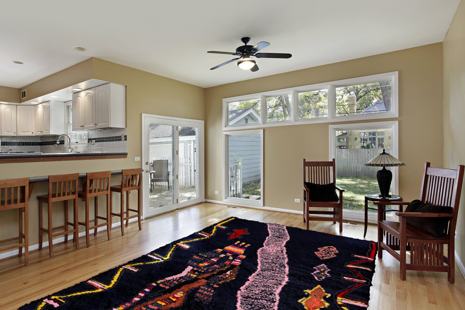 Marockansk Matta Azilal 5x8 Ull Marinblå Svart Rosa Orange Gul Boho Vardagsrum - Image 3