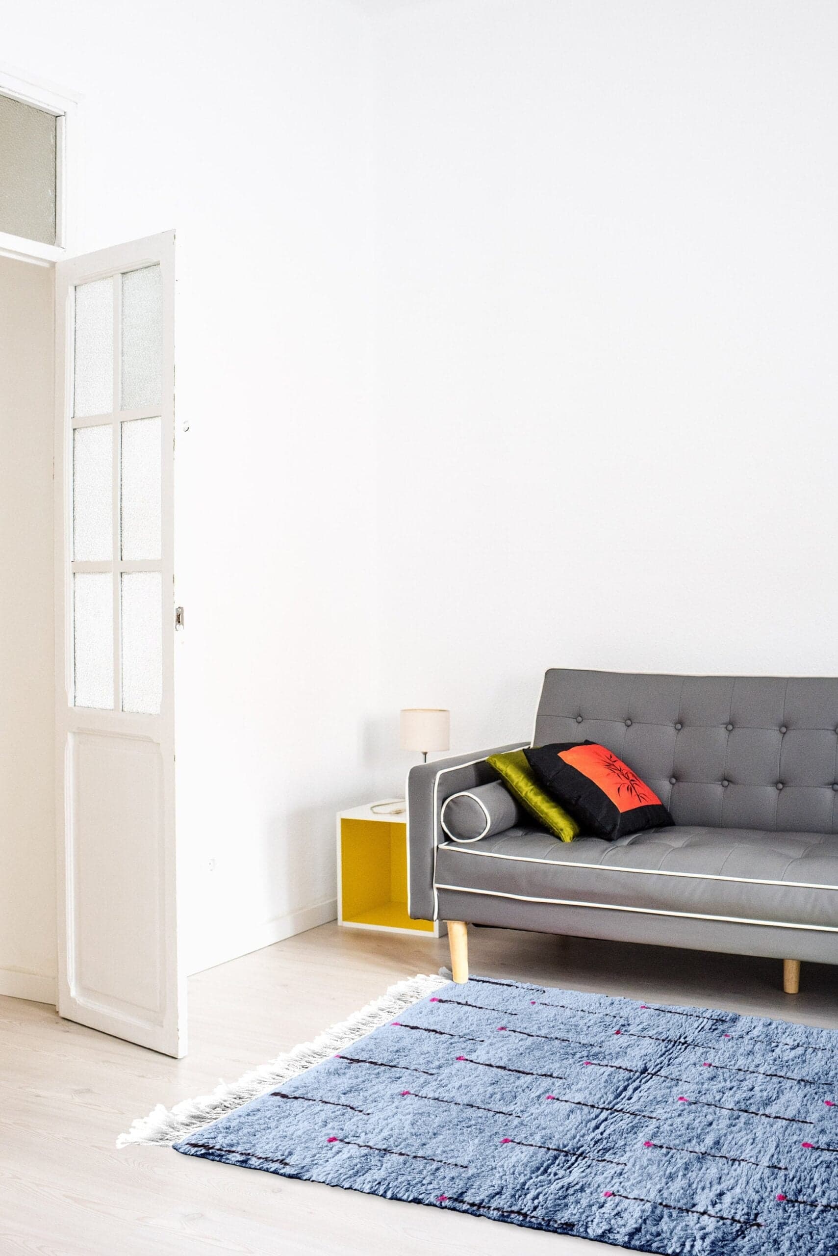 Tapis Marocain Fait Main en Laine Taille Personnalisée - Tapis Boho Moderne Bleu Clair pour Salon Chambre - Mrirt - Image 4