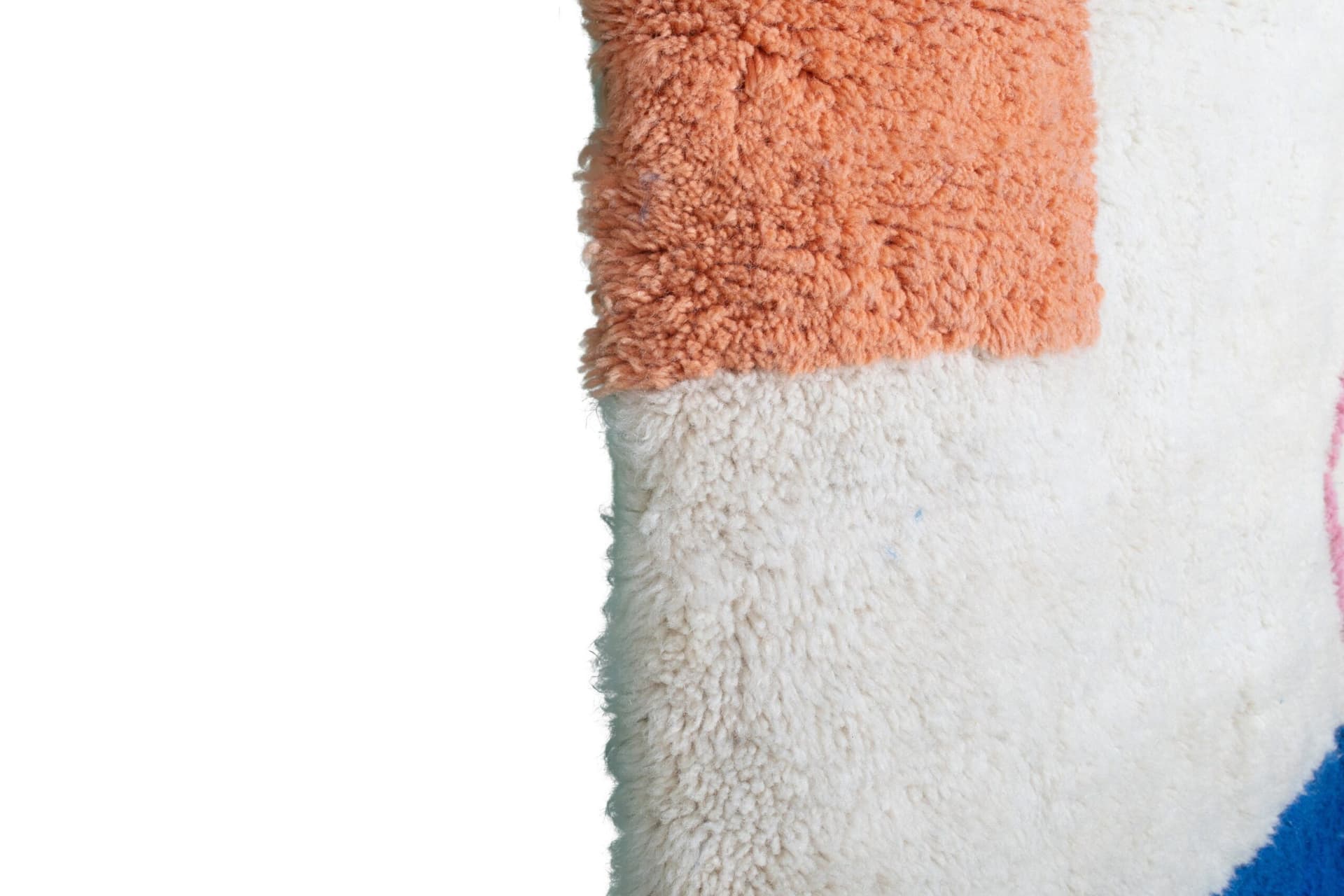 Marokkanischer Teppich Mrirt 5x8 Wolle Elfenbein Weiß Kobalt Blau Blush Pink Pfirsich Minimalistisch Wohnzimmer Berber - Image 4