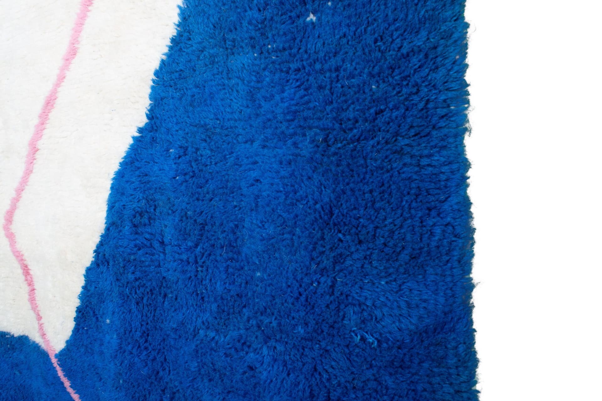 Marokkanischer Teppich Mrirt 5x8 Wolle Elfenbein Weiß Kobalt Blau Blush Pink Pfirsich Minimalistisch Wohnzimmer Berber - Image 5