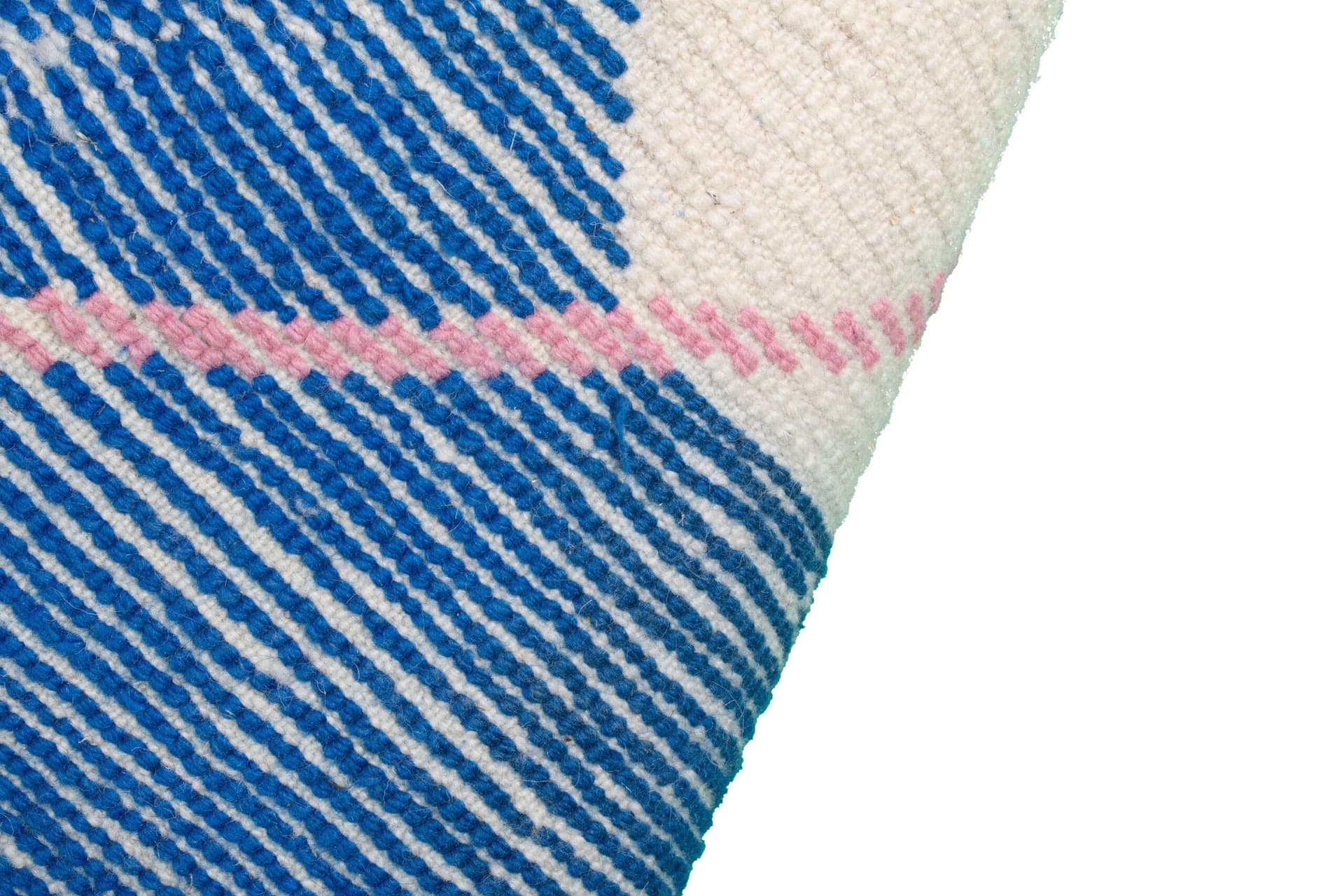 Marokkanischer Teppich Mrirt 5x8 Wolle Elfenbein Weiß Kobalt Blau Blush Pink Pfirsich Minimalistisch Wohnzimmer Berber - Image 10