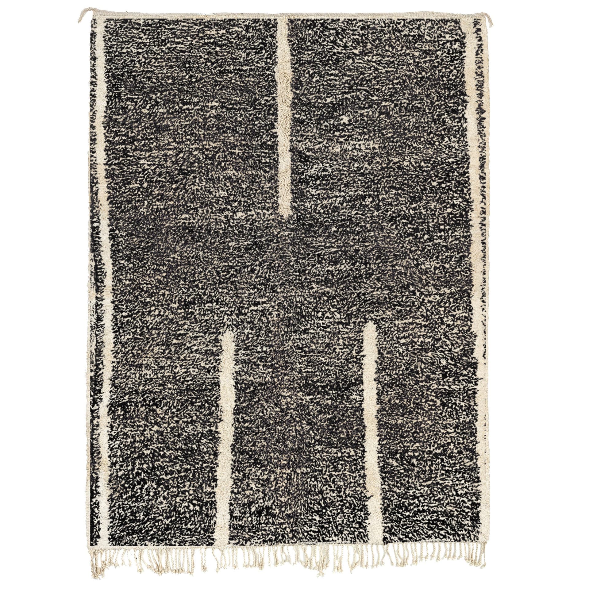 Marokkolainen Käsintehty Villa Matto 8x10 - Musta Valkoinen Minimalistinen Boho Alue Matto Olohuoneeseen Makuuhuoneeseen - Beni Ourain - Image 2