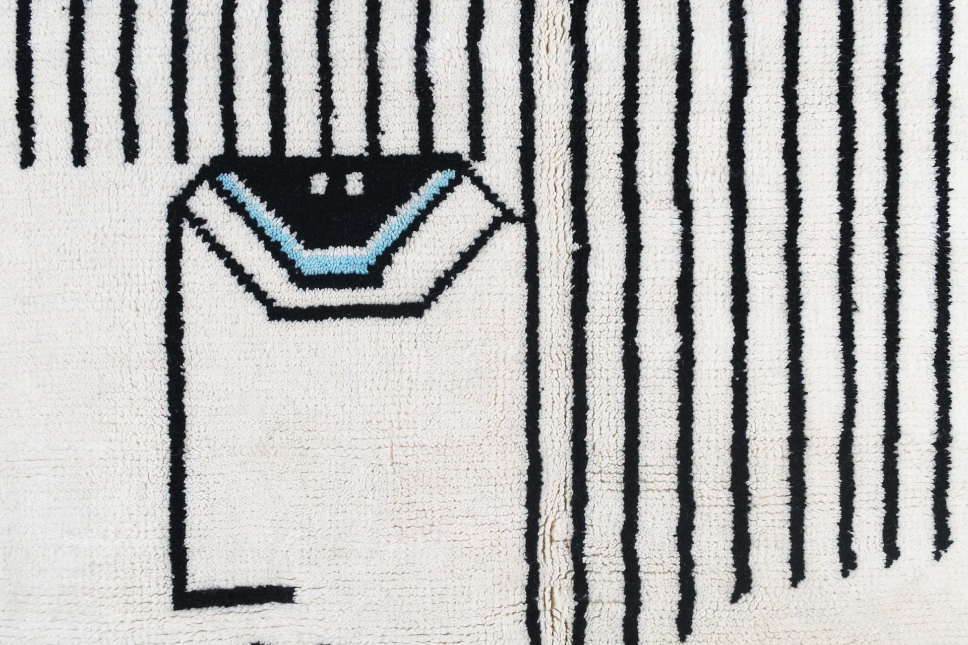 Alfombra Marroquí Mrirt 3x5 Lana Marfil Negro Rojo Minimalista Sala de Estar Berber - Image 4