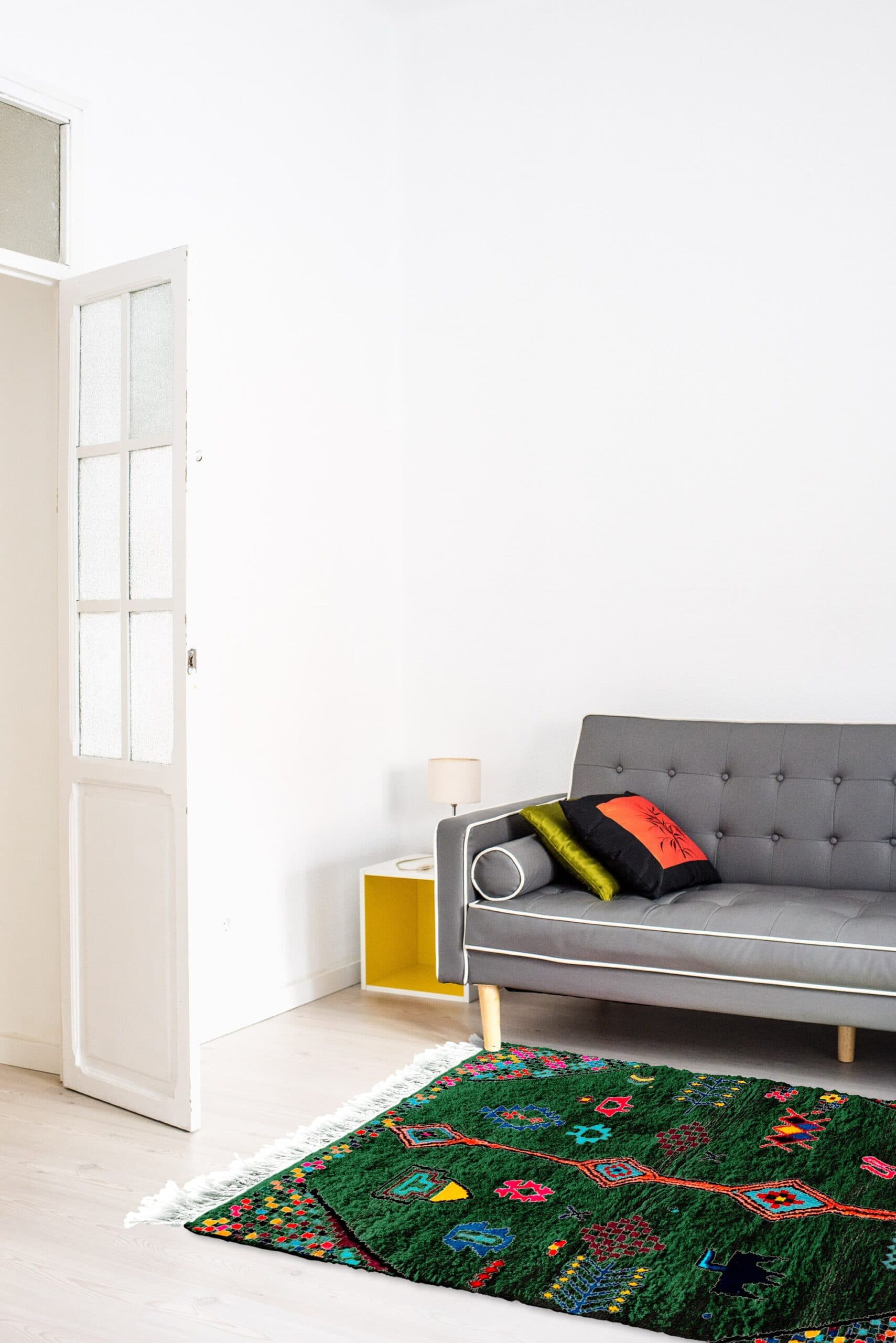 Marokkolainen Matto Boujaad 5x7 Villa Metsänvihreä Monivärinen Tribal Boho Olohuone - Image 5