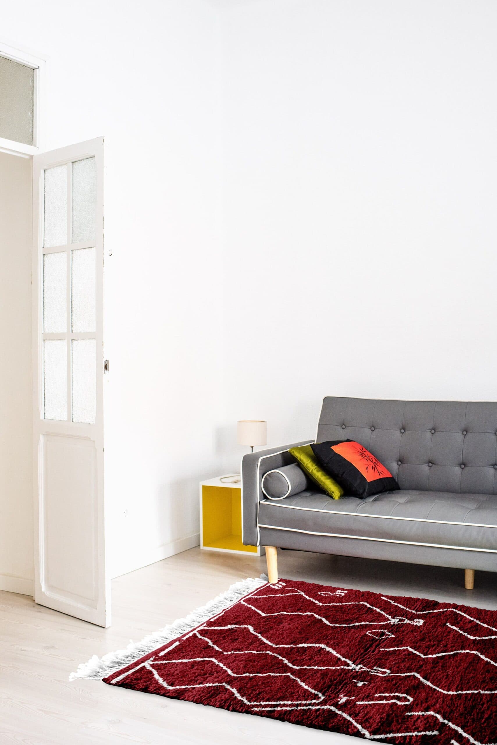 Marokkanischer Teppich Mrirt 4x6 Wolle Burgunderrot Creme Weiß Minimalistisch Boho Wohnzimmer Berber - Image 5