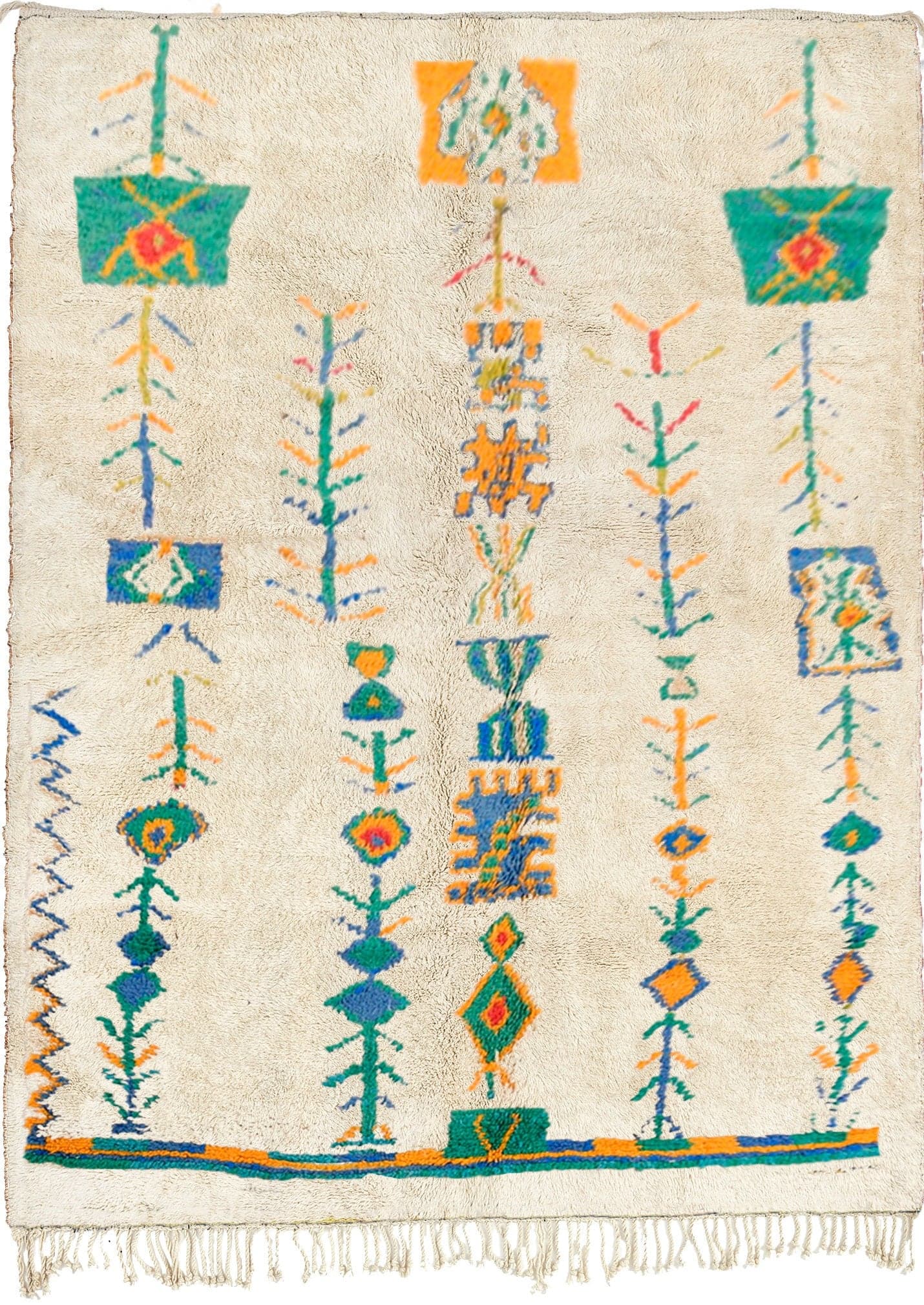 Marokkanischer Teppich Handgefertigt Wolle Maßanfertigung - Elfenbein Neutral Bunter Boho Teppich für Wohnzimmer Schlafzimmer - Azilal - Image 2