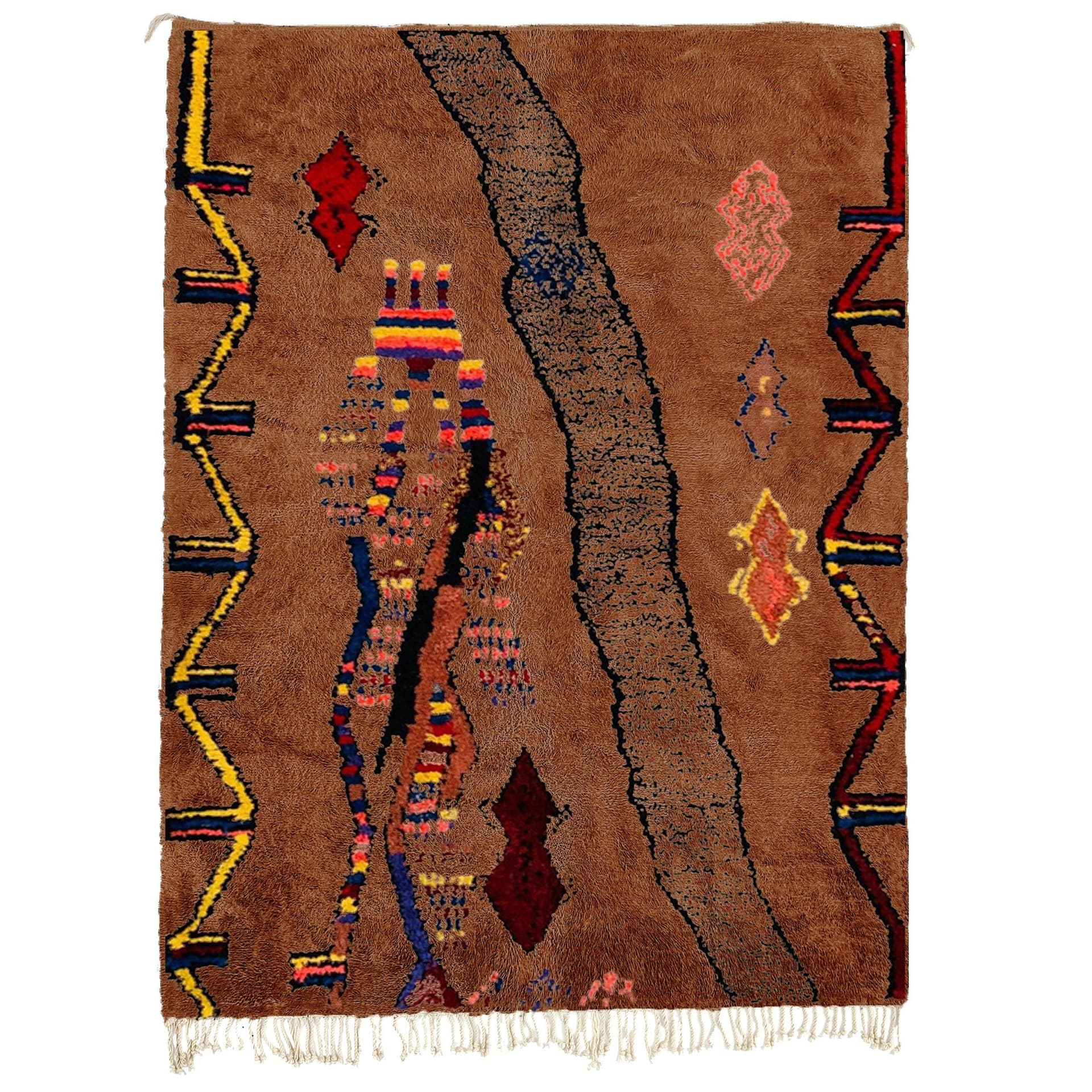 Marokkolainen Matto Käsintehty Villa Mukautettu Koko - Ruskea Neutraali Boho Alue Matto Olohuoneen Makuuhuoneen - Berber Heimomatto - Image 2