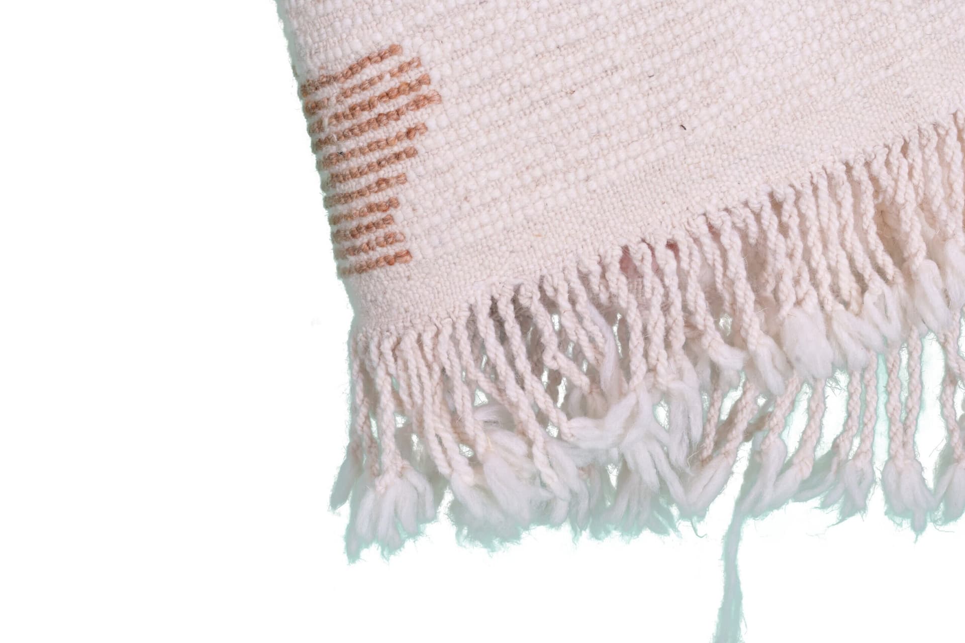 سجادة مغربية مريرت 4x6 من الصوف كريمي أبيض بني أخضر وردي لغرفة المعيشة بوهيمية - Image 11