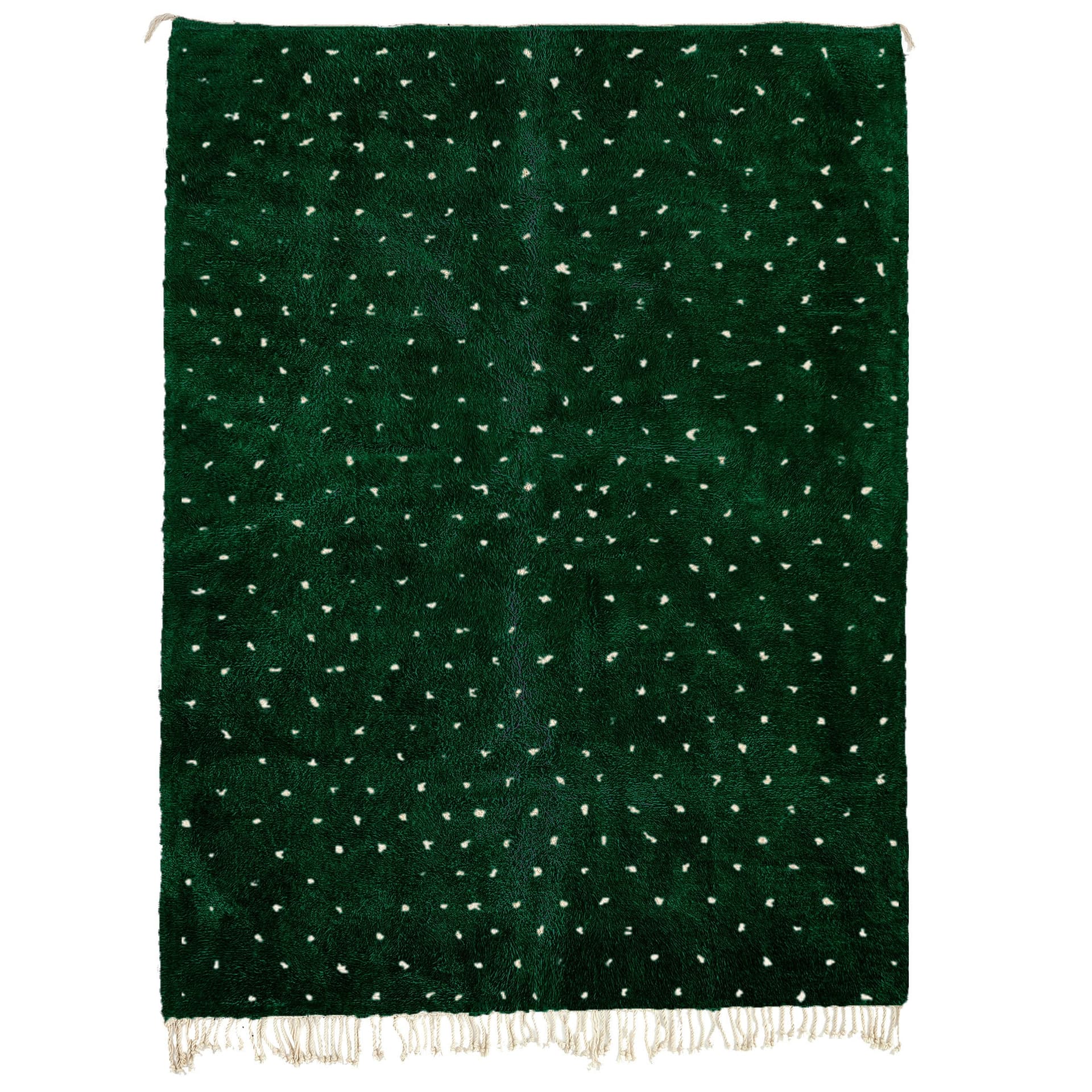 Tapis Marocain Fait Main en Laine 8x10 - Tapis Boho Dotted Émeraude Vert Neutre pour Salon Chambre - Mrirt - Image 2