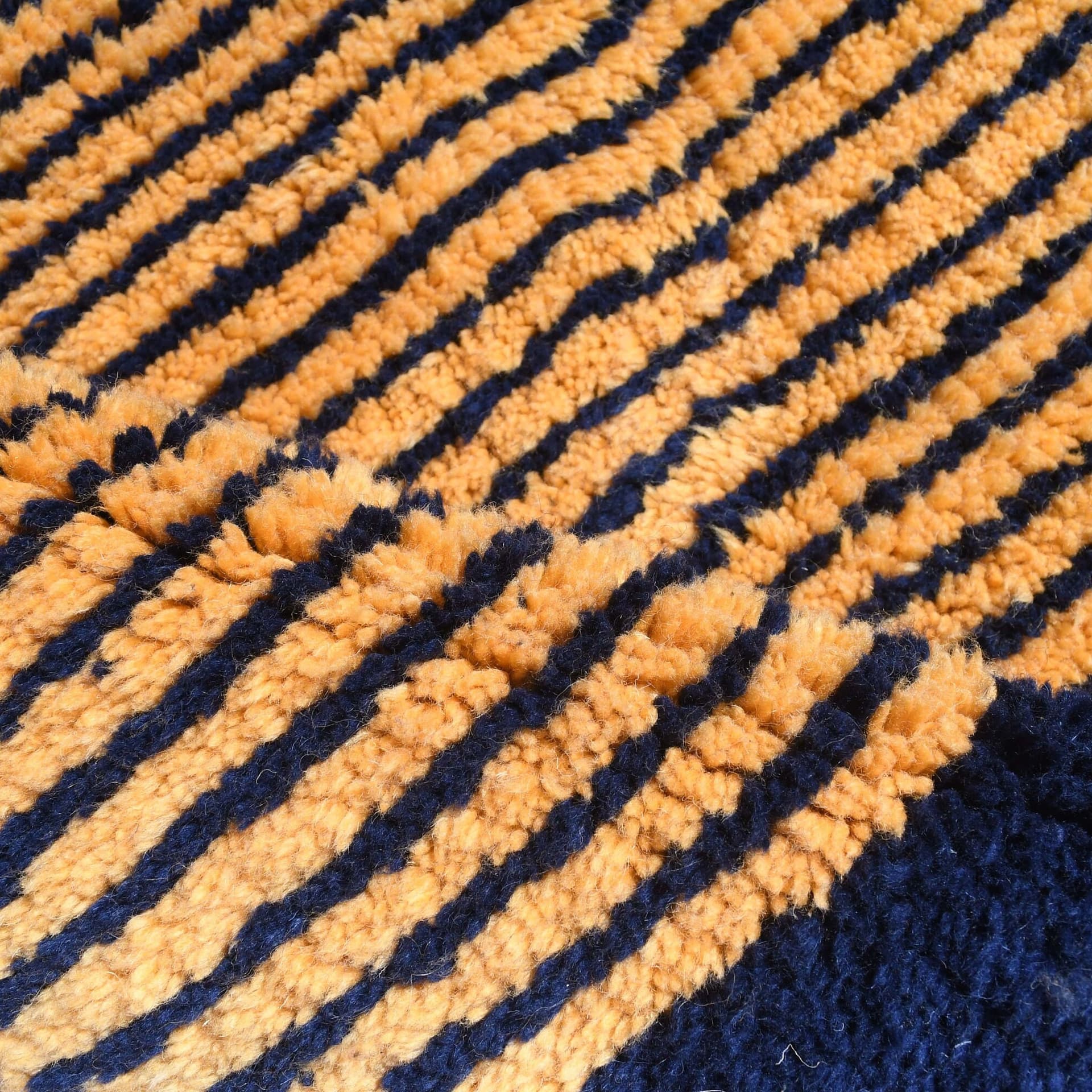 Marockansk Matta Handgjord Ull 8x10 - Marinblå Guld Randig Modern Boho Områdesmatta för Vardagsrum Sovrum Mrirt - Image 4
