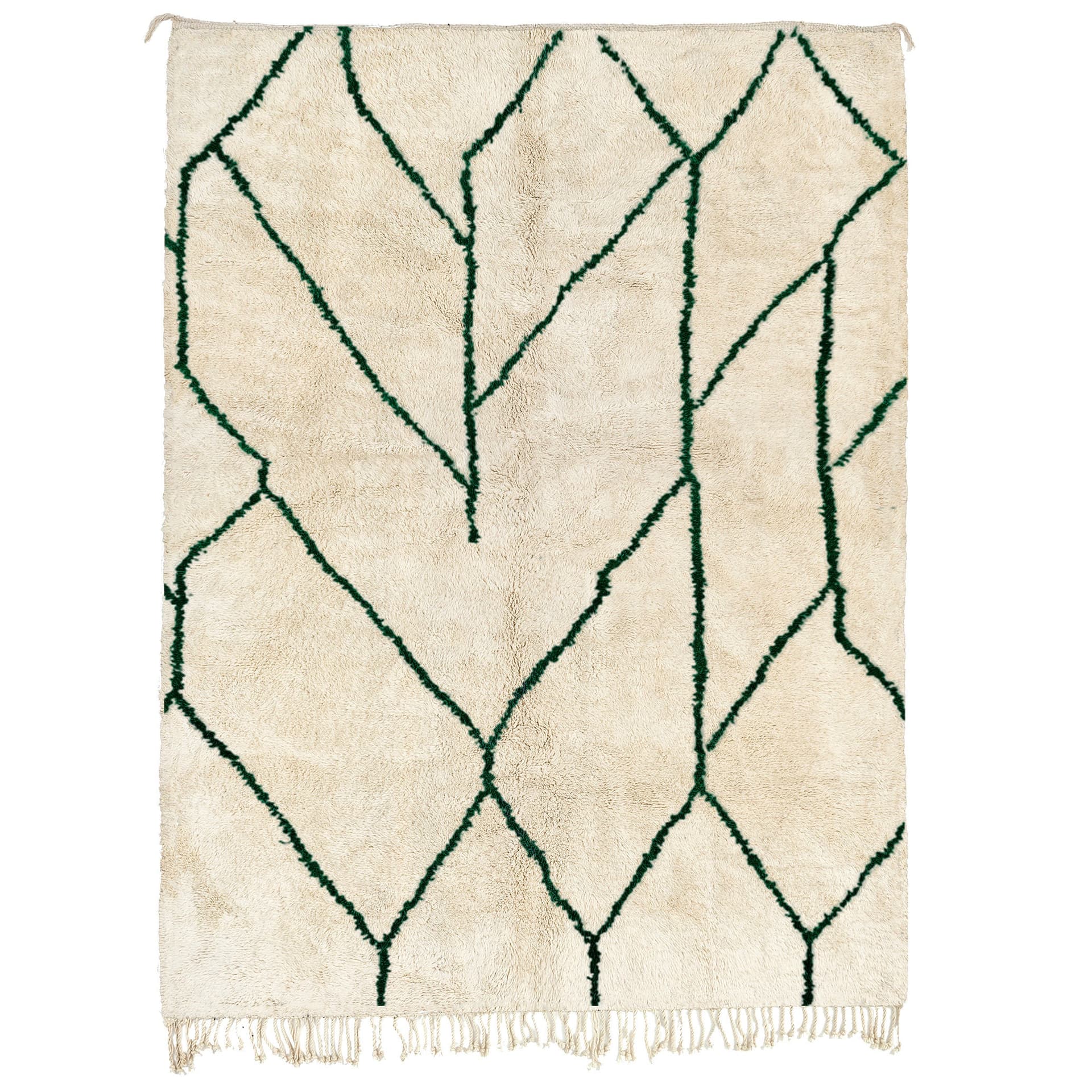 モロッコ製手作りウールラグ 8x10 - アイボリーグリーン幾何学模様ボヘミアンエリアラグ リビングルーム ベッドルーム用 - ベニウライン - Image 2