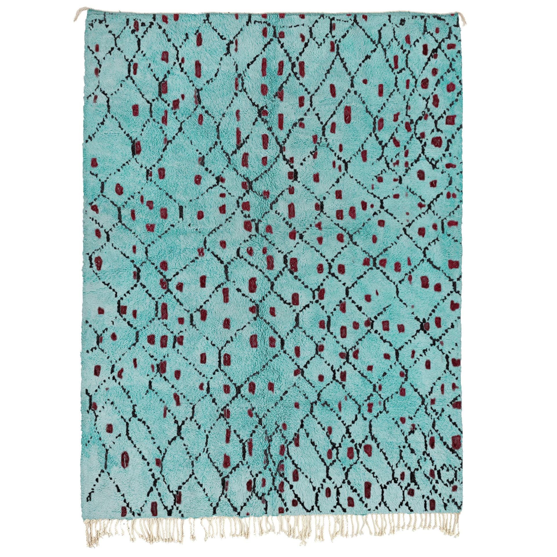 Marokkolainen Matto Mrirt 5x8 Villa Turkoosi Musta Burgundinpunainen Timantti Berber Minimalistinen Olohuone - Image 2