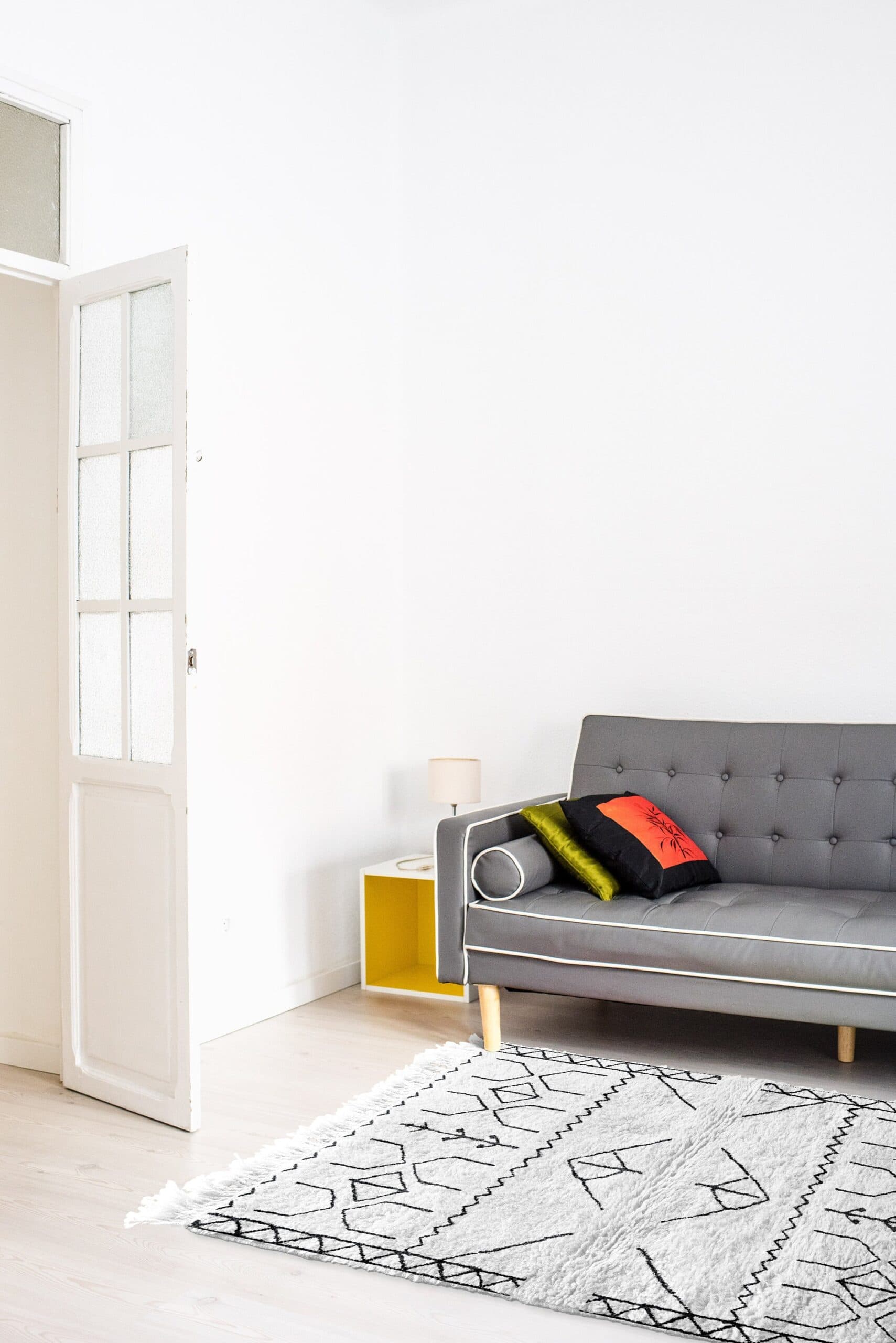 Marokkolainen Käsintehty Villa Matto 8x10 - Norsunluu Musta Minimalistinen Boho Alue Matto Olohuoneeseen Makuuhuoneeseen - Beni Ourain - Image 4