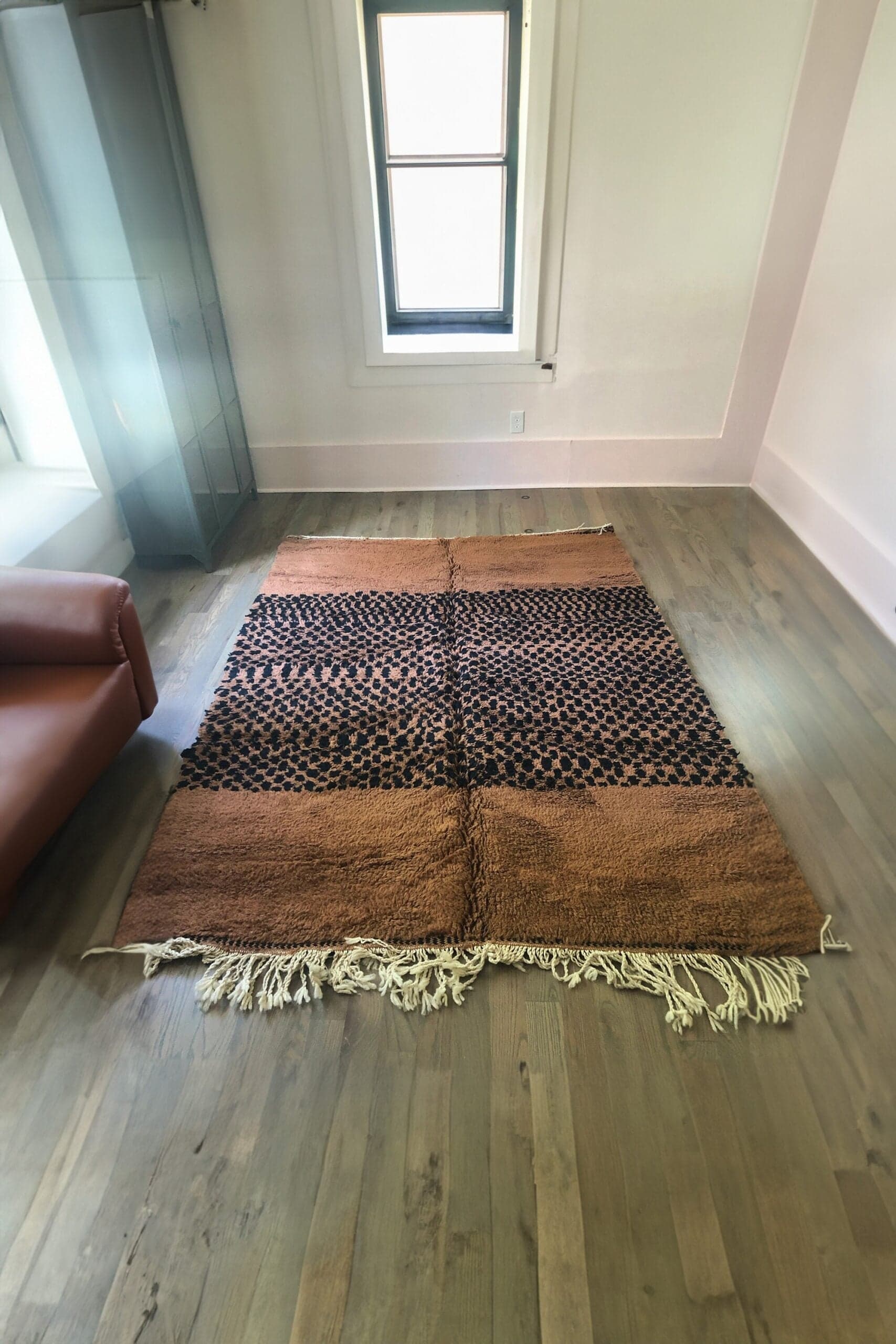 Moroccan Rug Beni Ourain 5x8 Wool Camel Black Boho Living Room