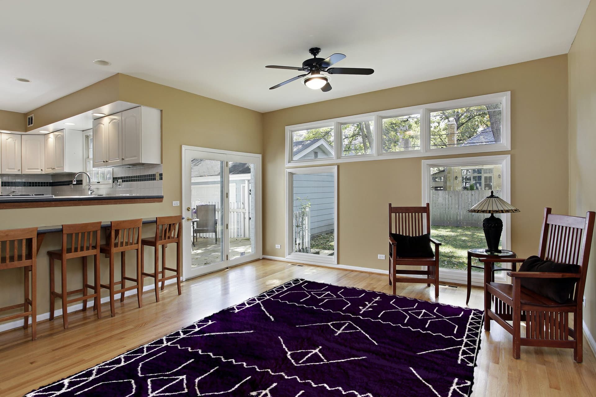 Tapis Marocain Mrirt 6x9 Laine Violet Ivoire Boho Salon - Image 3