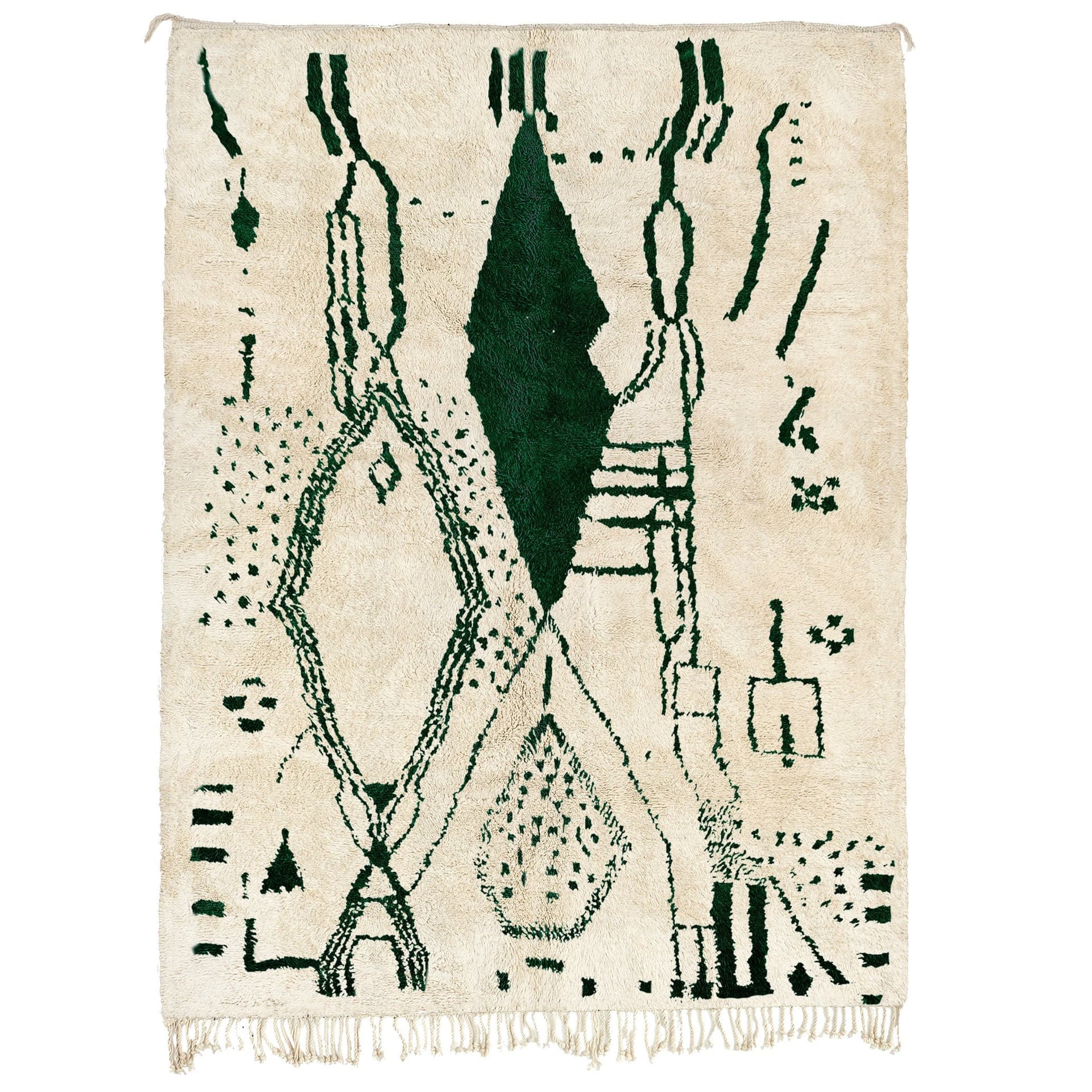 سجادة مغربية مصنوعة يدويًا من الصوف 8x10 - عاجي أخضر سجادة منطقة بوهو مينيماليست لغرفة المعيشة وغرفة النوم - بني أورين - Image 3