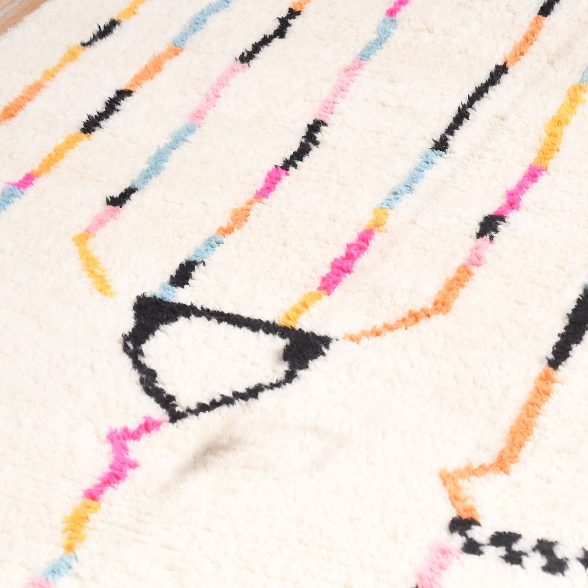 Alfombra Marroquí Azilal 8x10 Lana Crema Blanca Multicolor Boho Sala de Estar Berber - Image 7