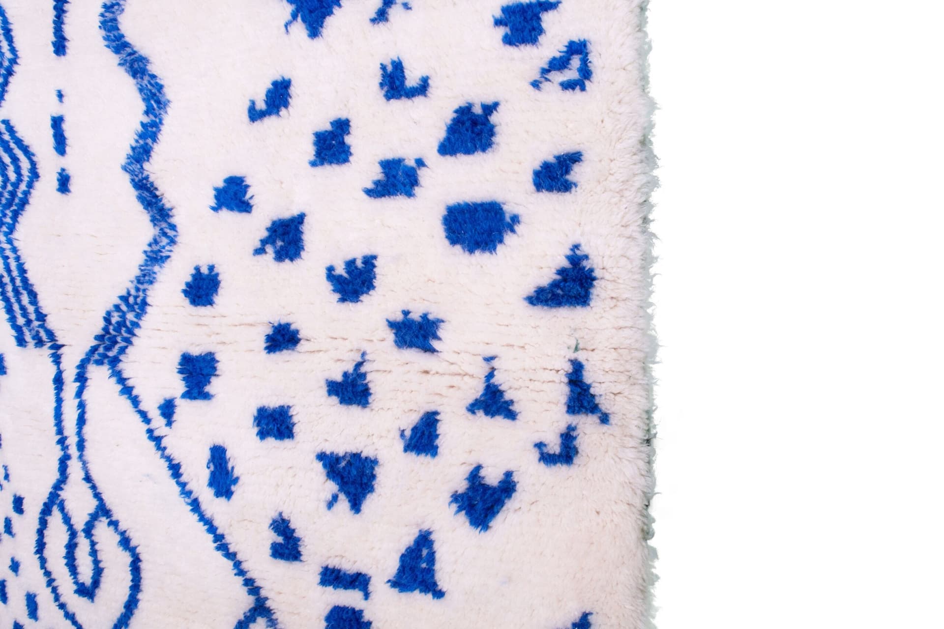 Marockansk Matta Beni Ourain 5x8 Ull Blå Elfenben Boho Minimalistiskt Vardagsrum - Image 5