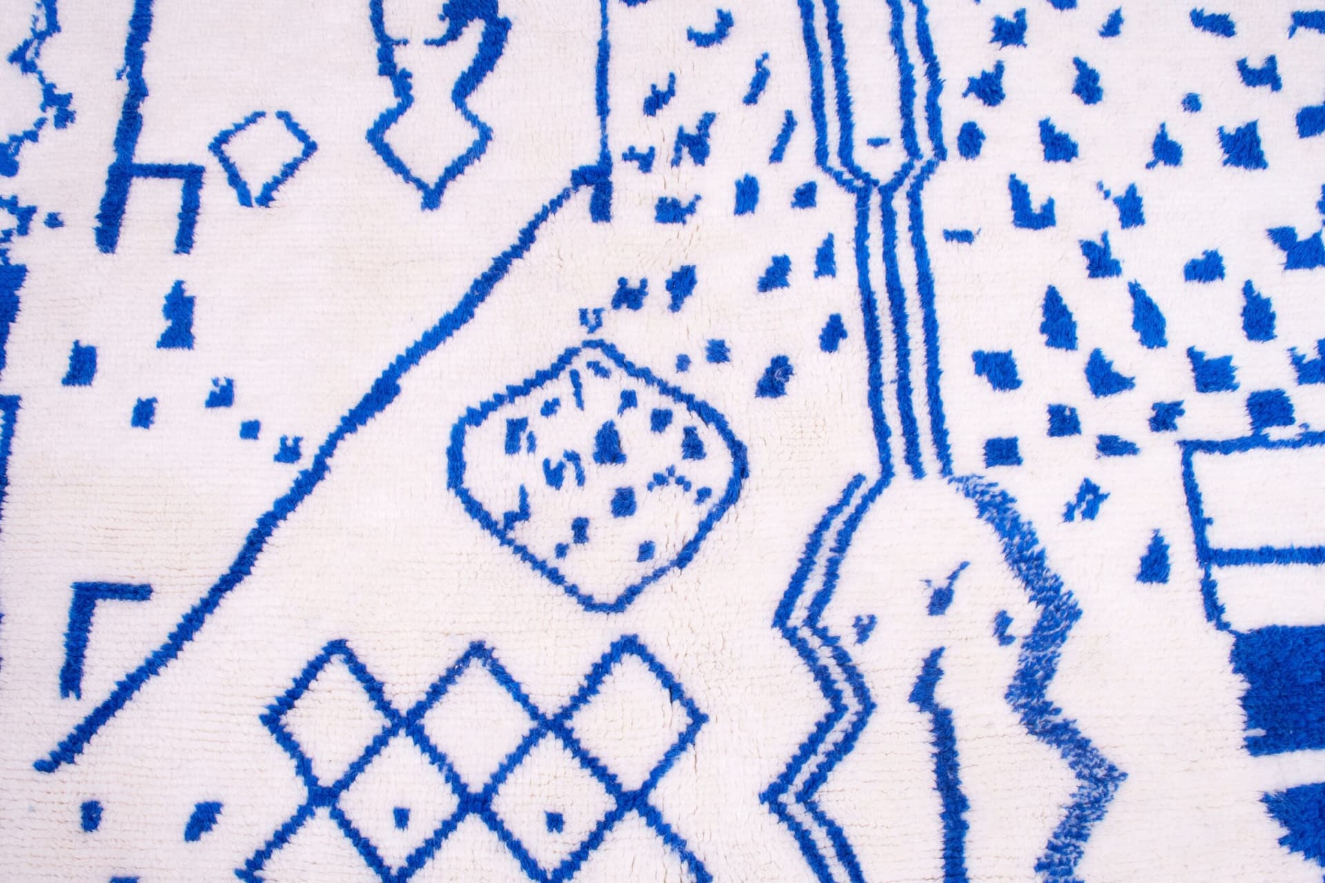 Marockansk Matta Beni Ourain 5x8 Ull Blå Elfenben Boho Minimalistiskt Vardagsrum - Image 9