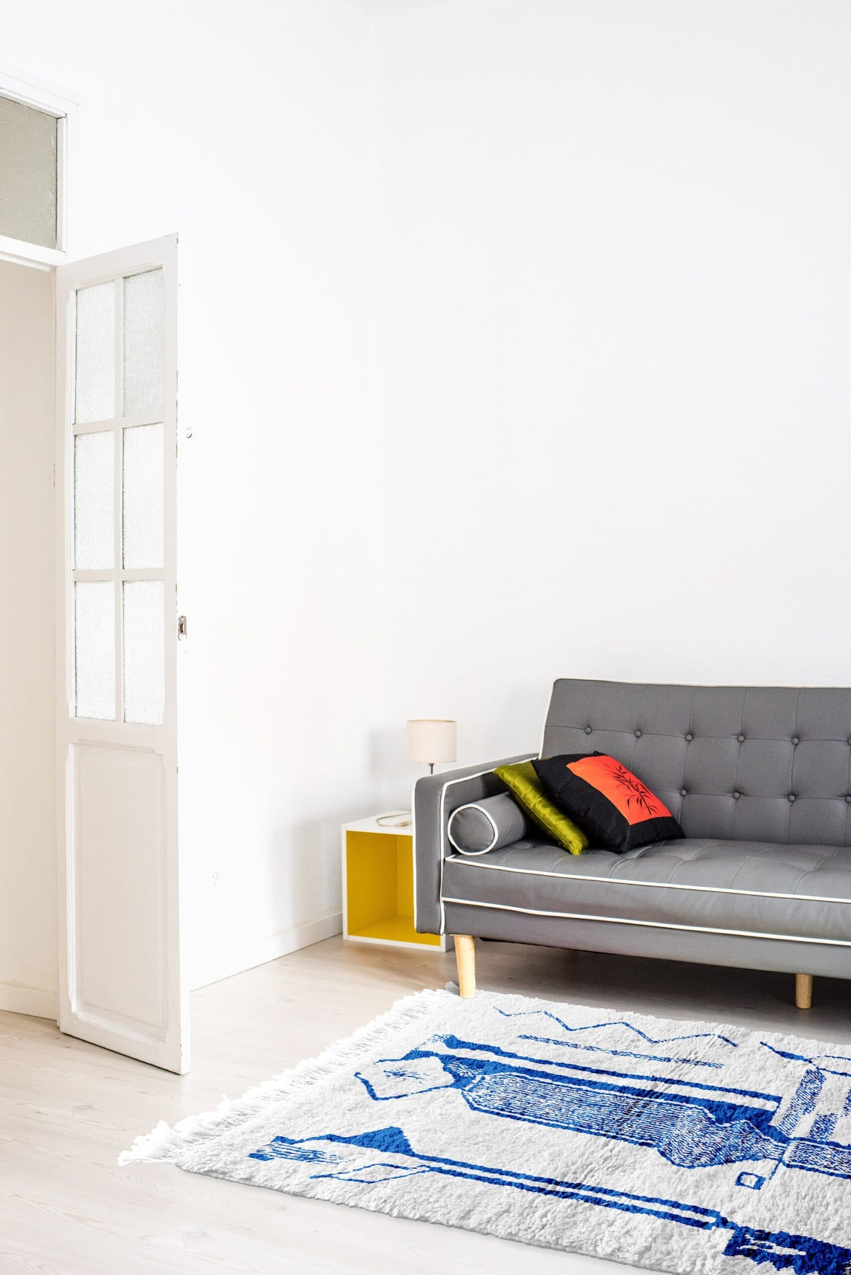 Marokkolainen Matto Käsintehty Villa Mukautettu Koko - Ivory Kerma Sininen Moderni Boho Alue Matto Olohuoneen Makuuhuoneen Beni Ourain - Image 4