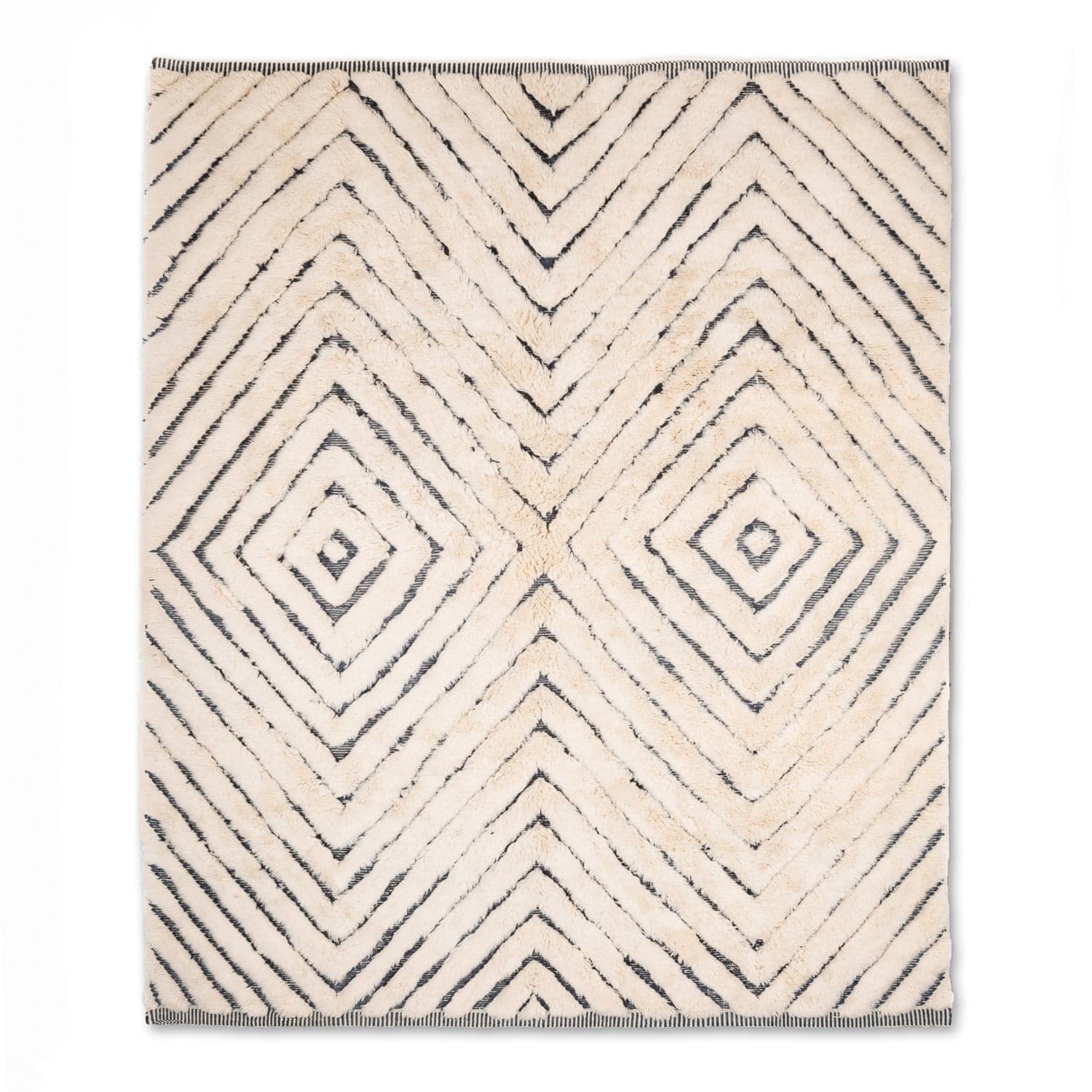 Moroccan Rug Handmade Wool - Ivory Black Modern Boho Area Rug for Living Room Bedroom - Beni Mrirt - Image 10