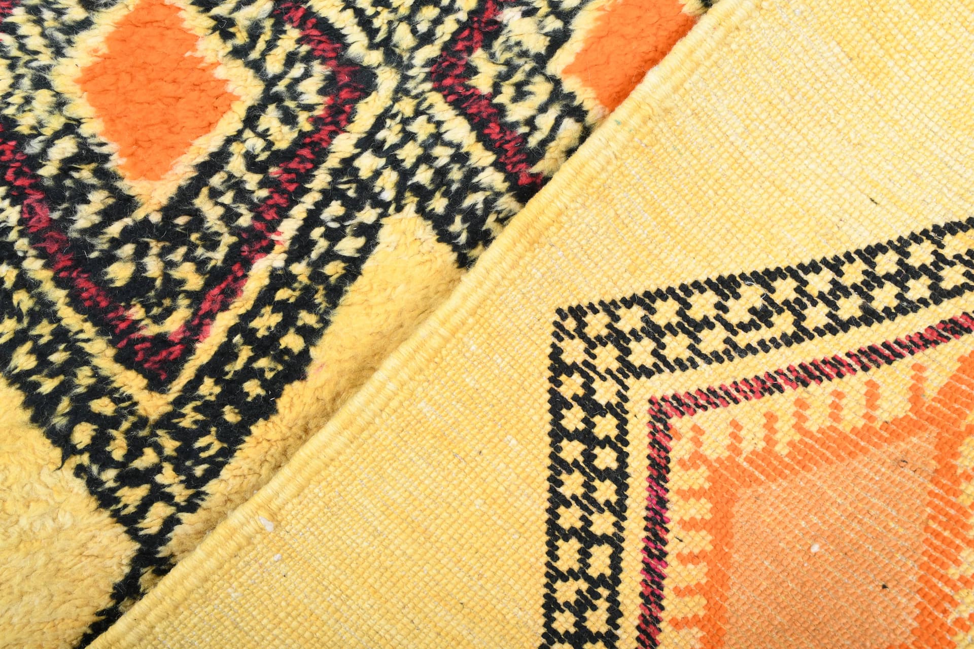 Ivory Orange Diamond Beni Mrirt Rug