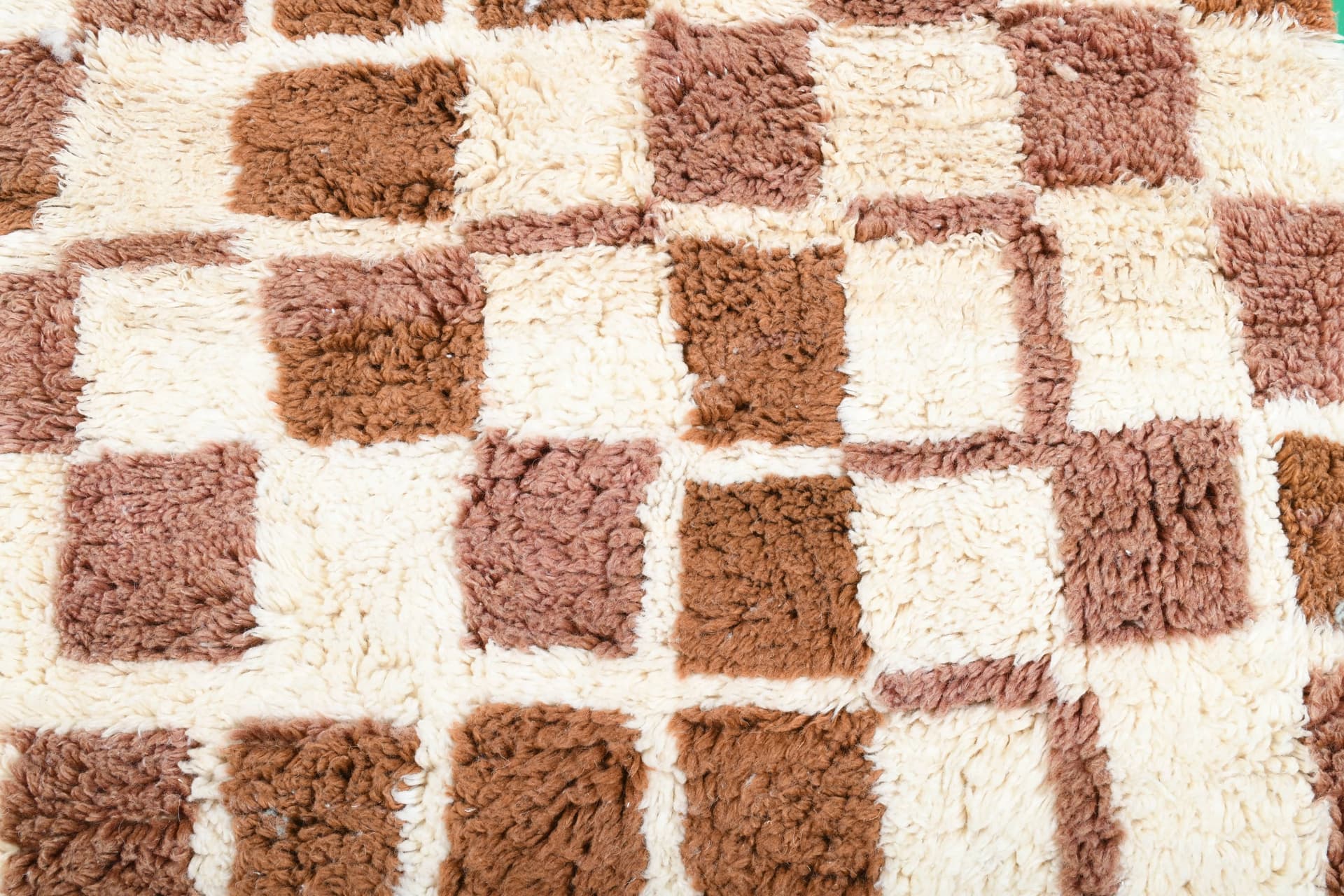 Ivory Brown Patchwork Runner Rug