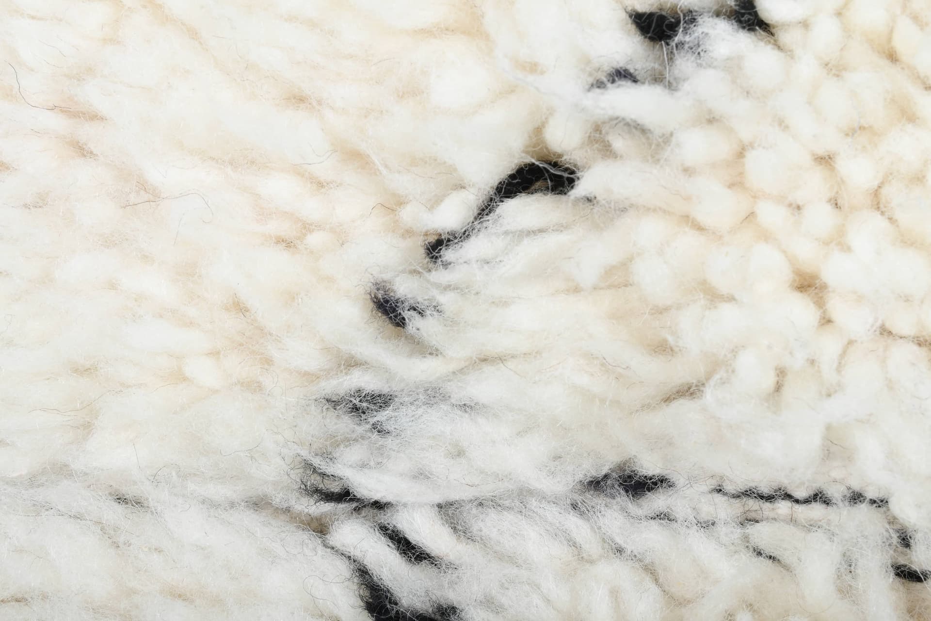 Ivory Black Lozenge Beni Ourain Rug