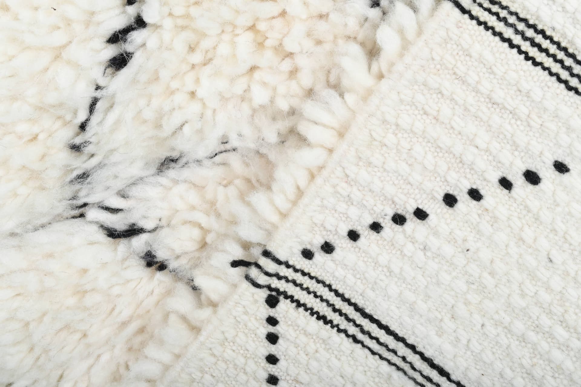 Ivory Black Lozenge Beni Ourain Rug