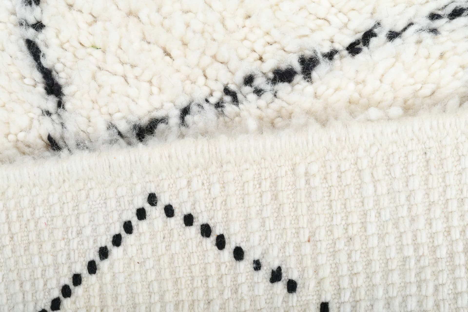 Ivory Black Crisscross Beni Ourain Rug