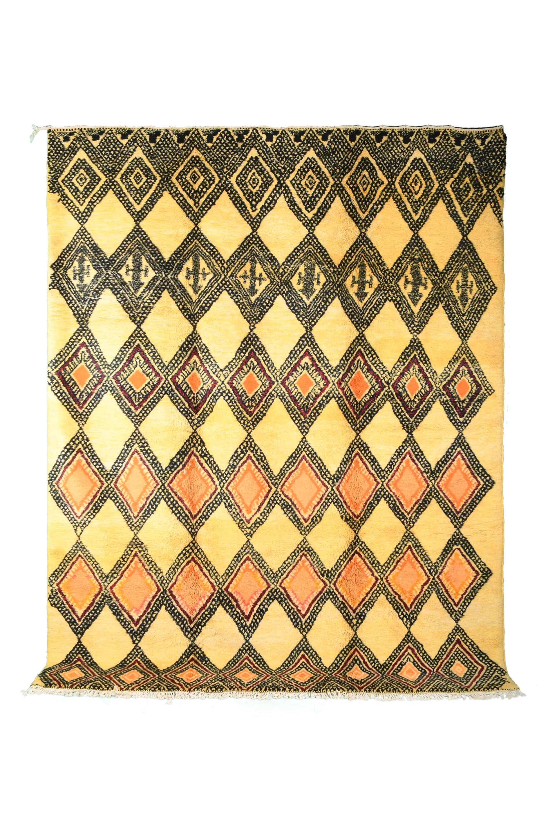 Ivory Orange Diamond Beni Mrirt Rug