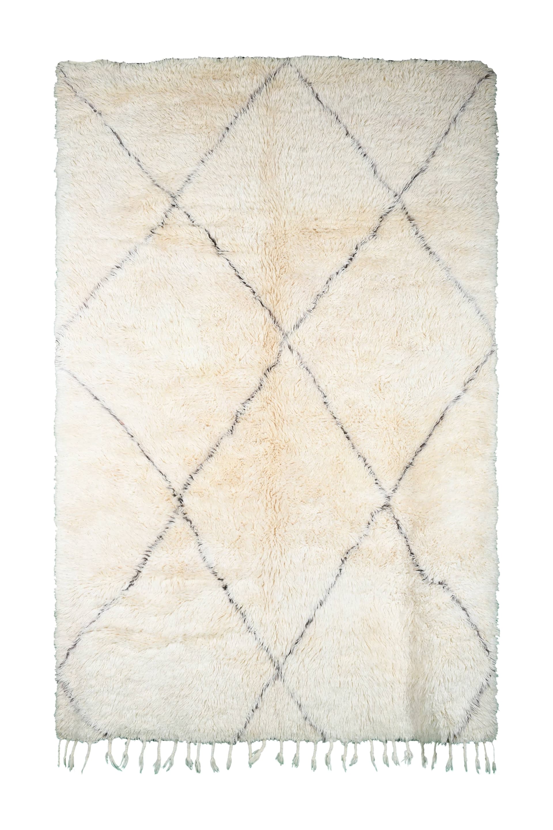 Ivory Asymmetric Diamond Beni Ourain Rug