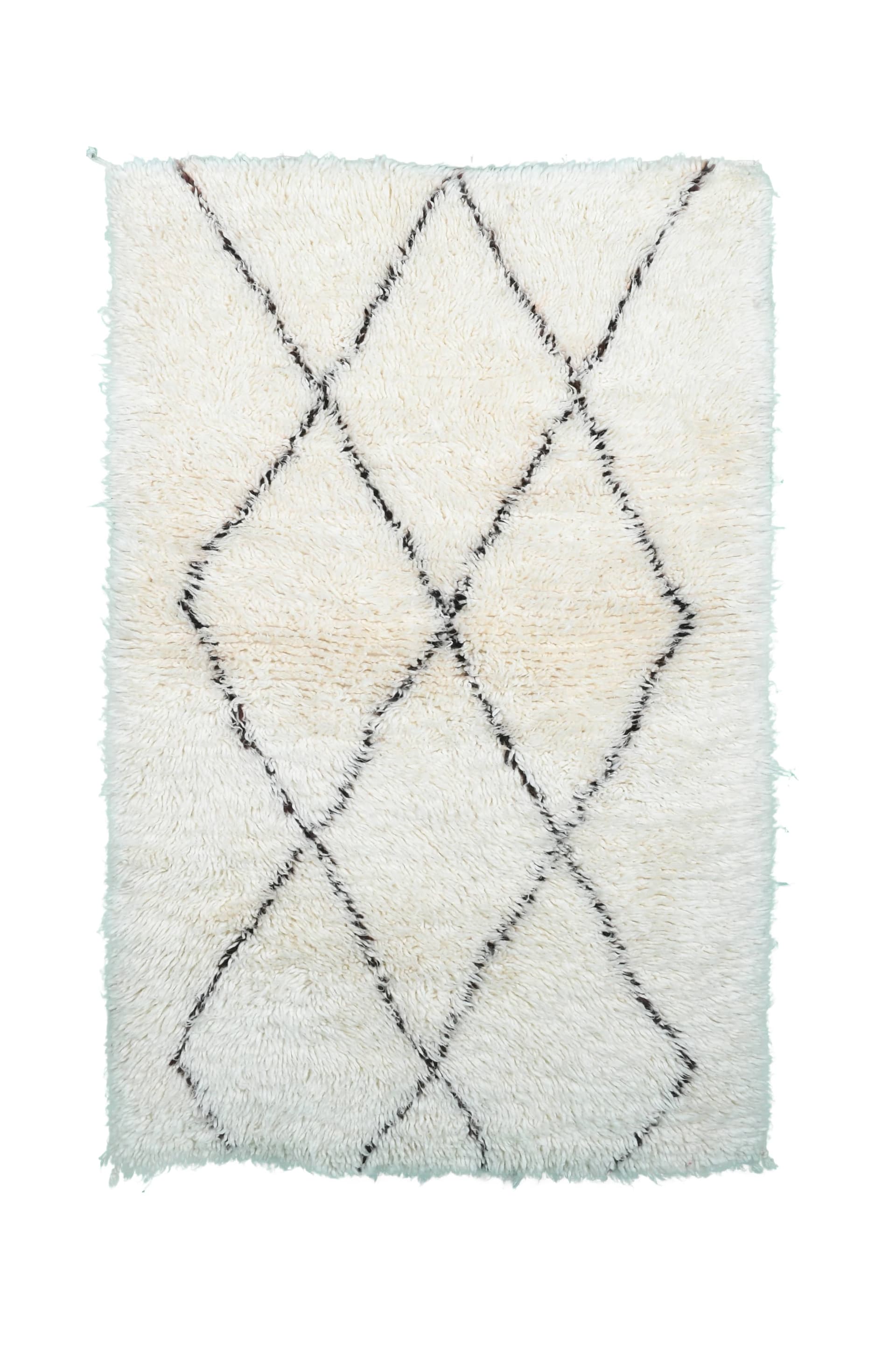 Ivory Interlocking Diamond Beni Ourain Rug