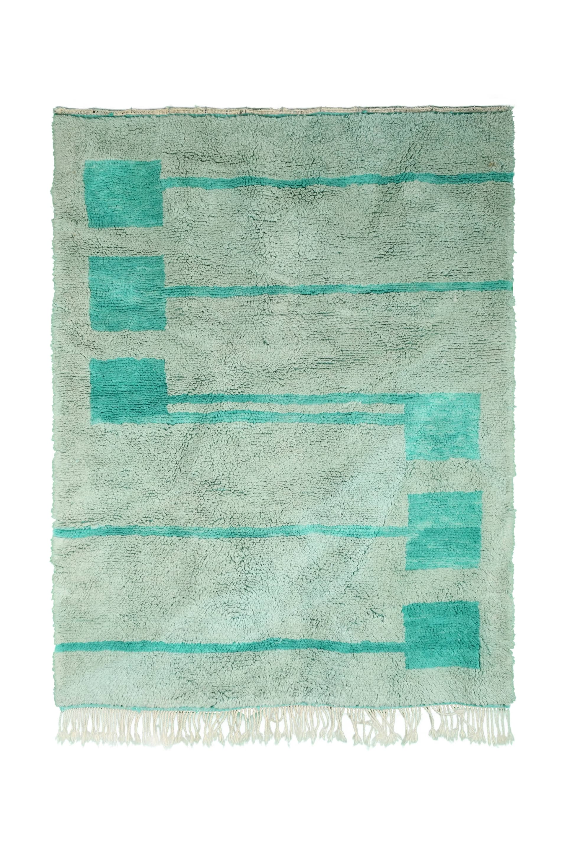 Green Stepped Line Beni Mrirt Rug