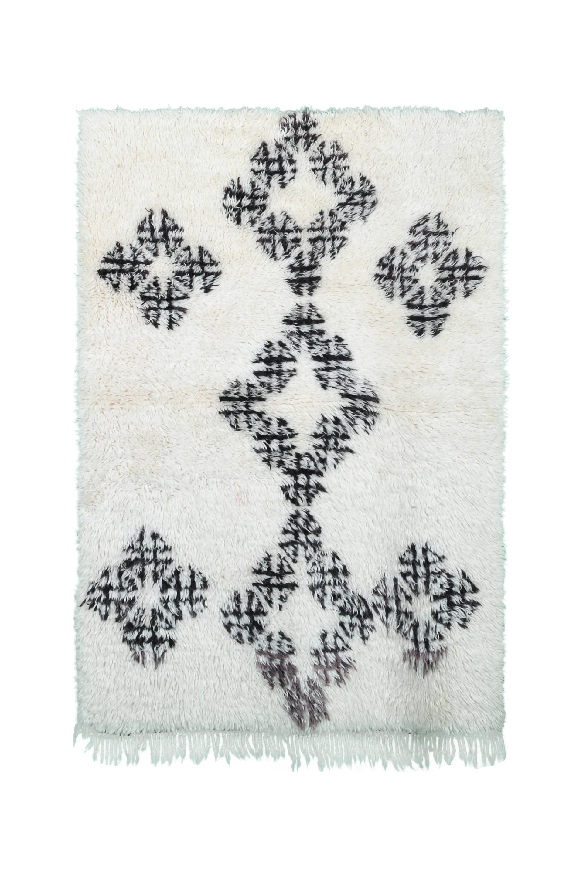 Ivory Black Medallion Beni Ourain Rug