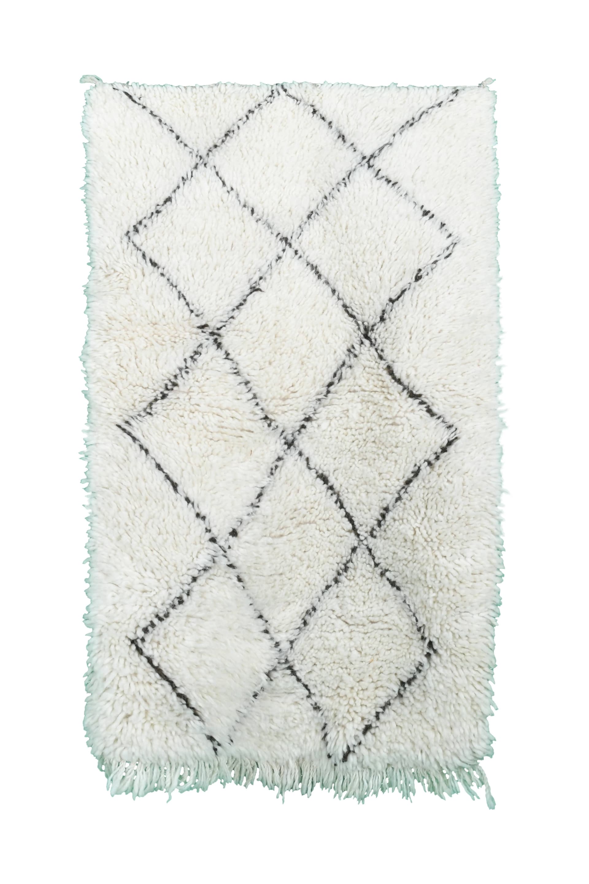 Ivory Diamond Fringe Beni Ourain Rug