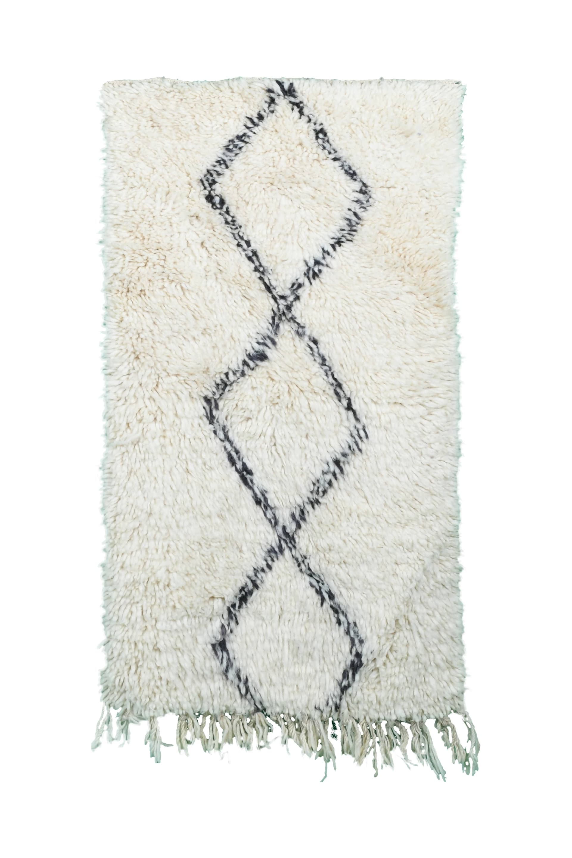 Ivory Linked Diamond Beni Ourain Rug
