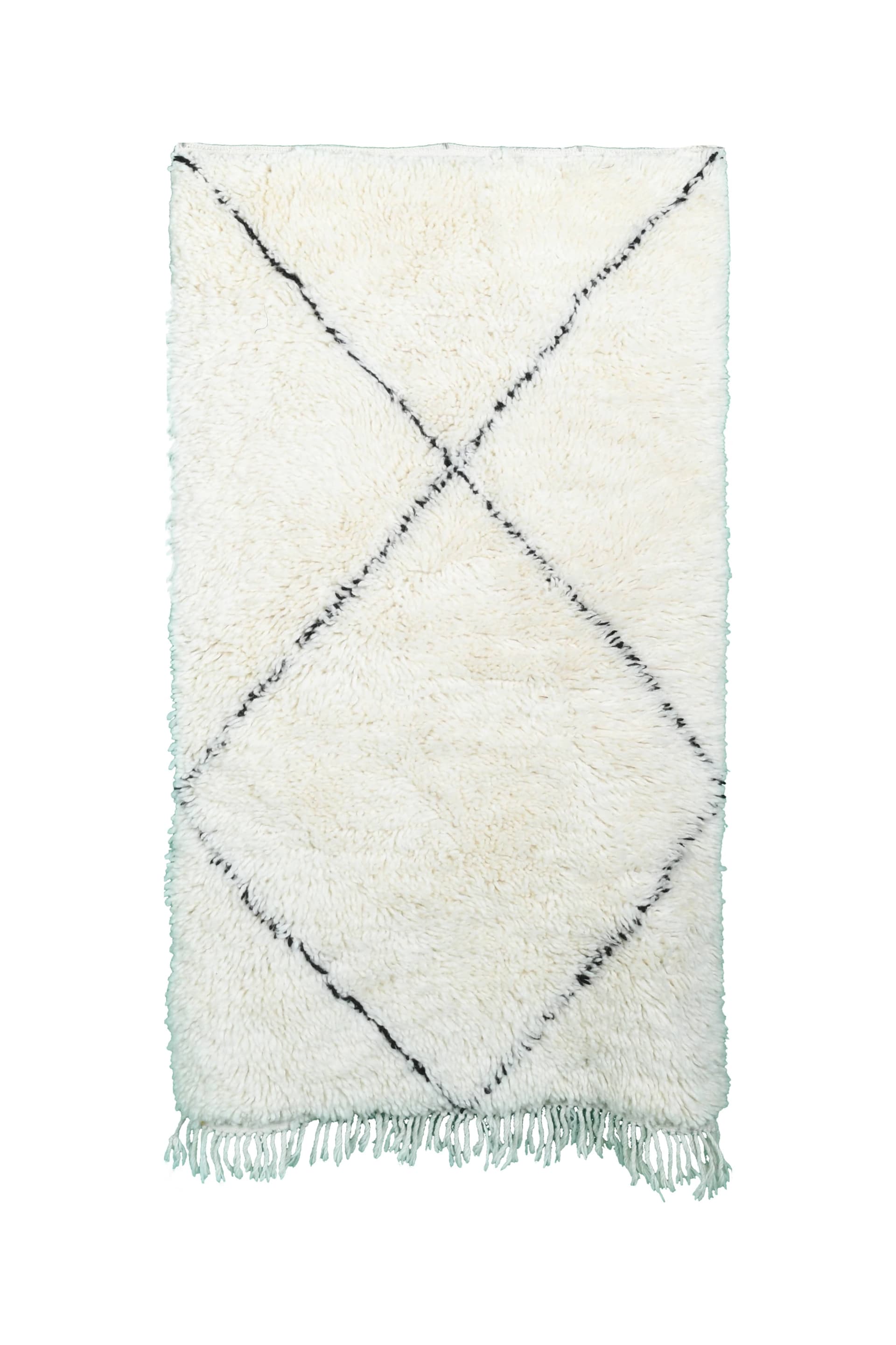 Ivory Diamond Line Beni Ourain Rug