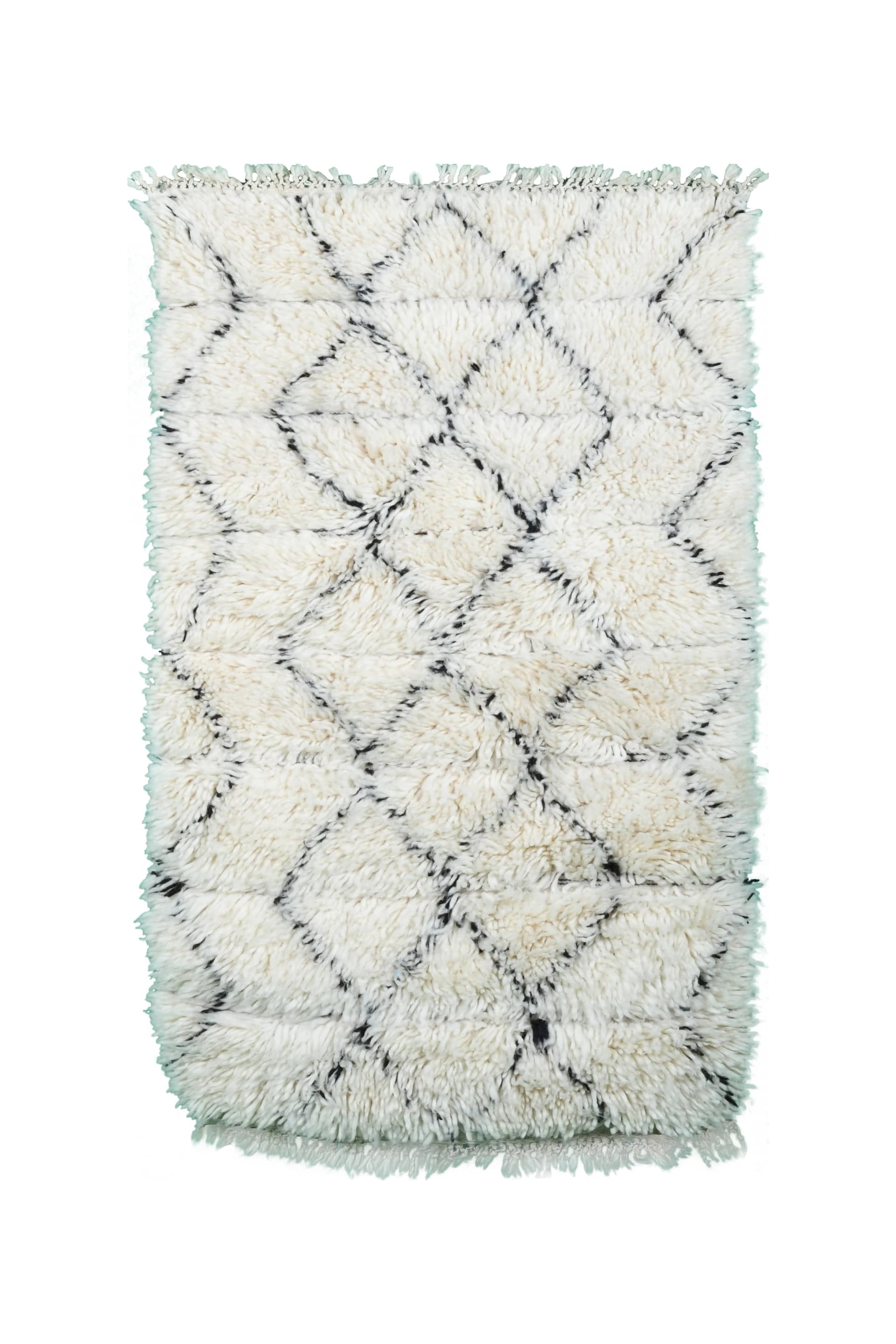 Ivory Black Lozenge Beni Ourain Rug