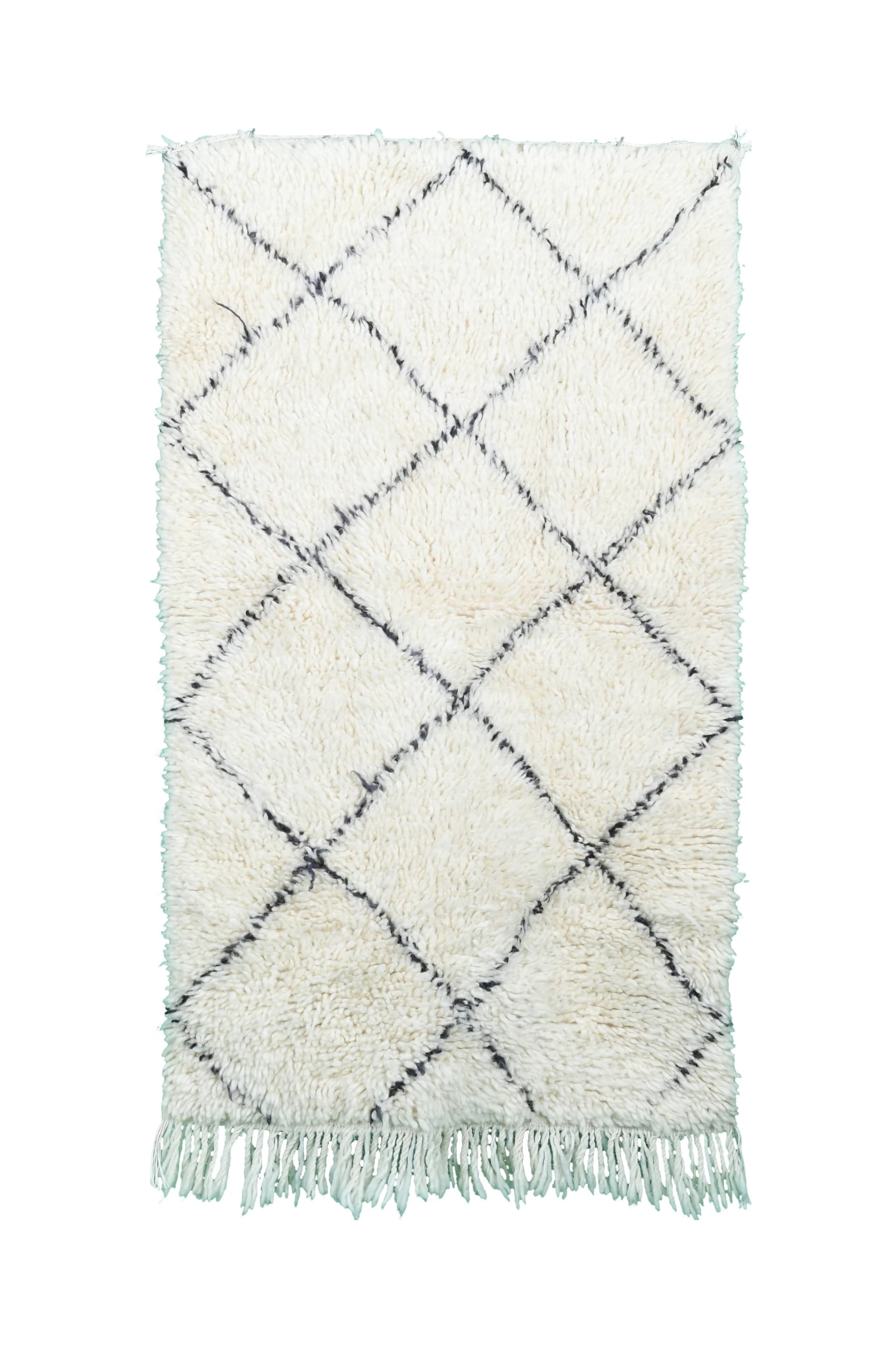 Ivory Black Trellis Beni Ourain Rug