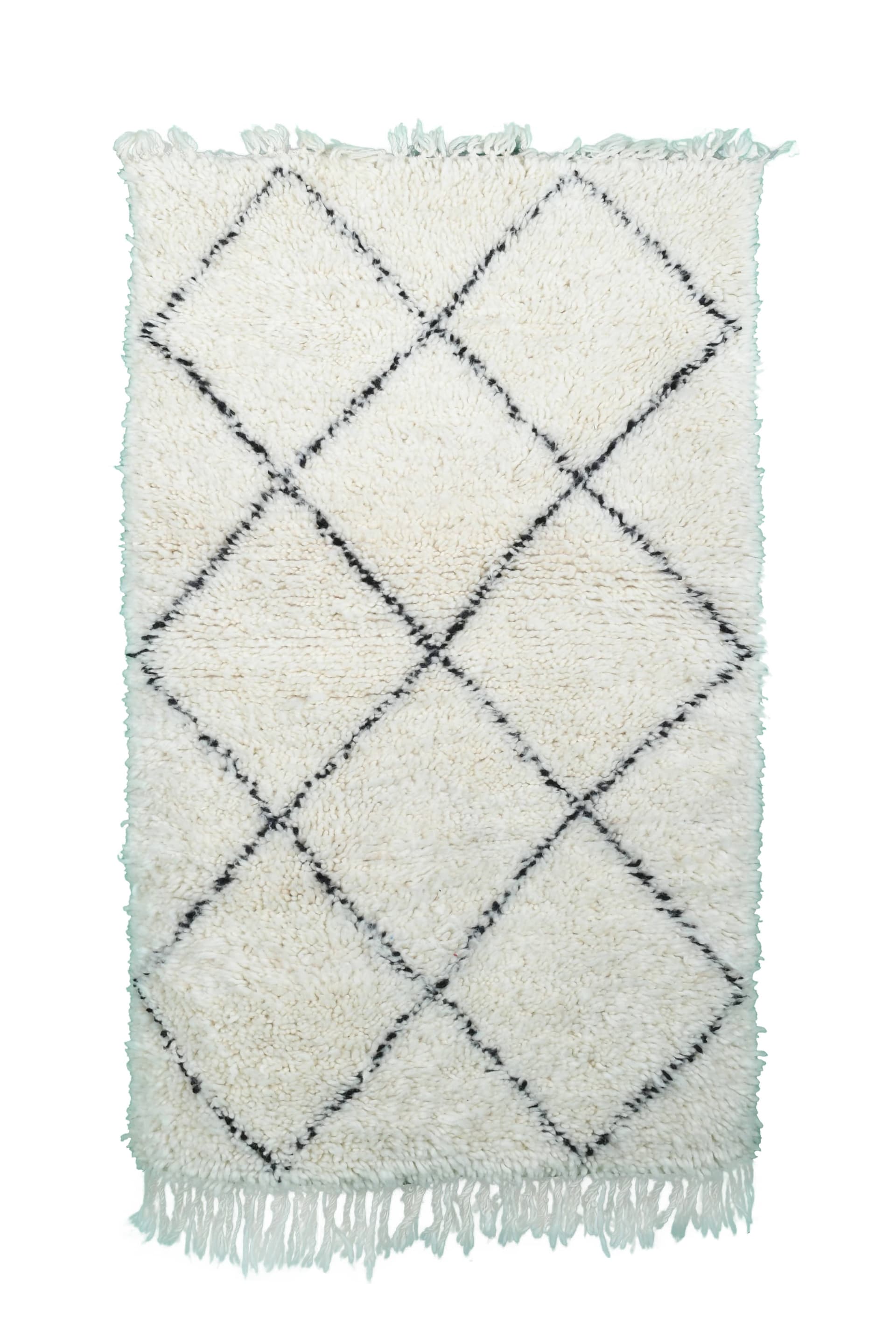 Ivory Black Crisscross Beni Ourain Rug