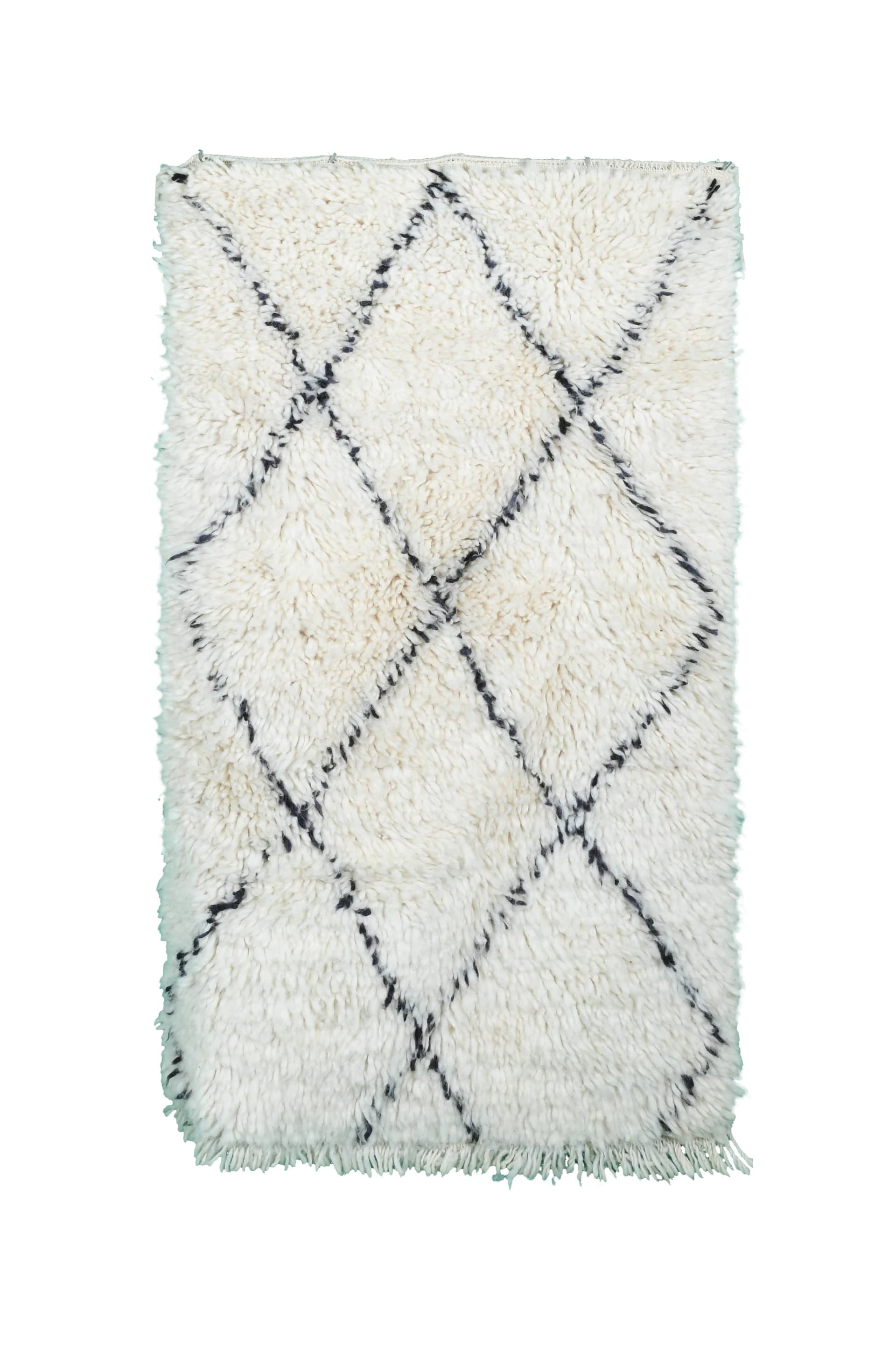 Ivory Overlapping Diamond Beni Ourain Rug